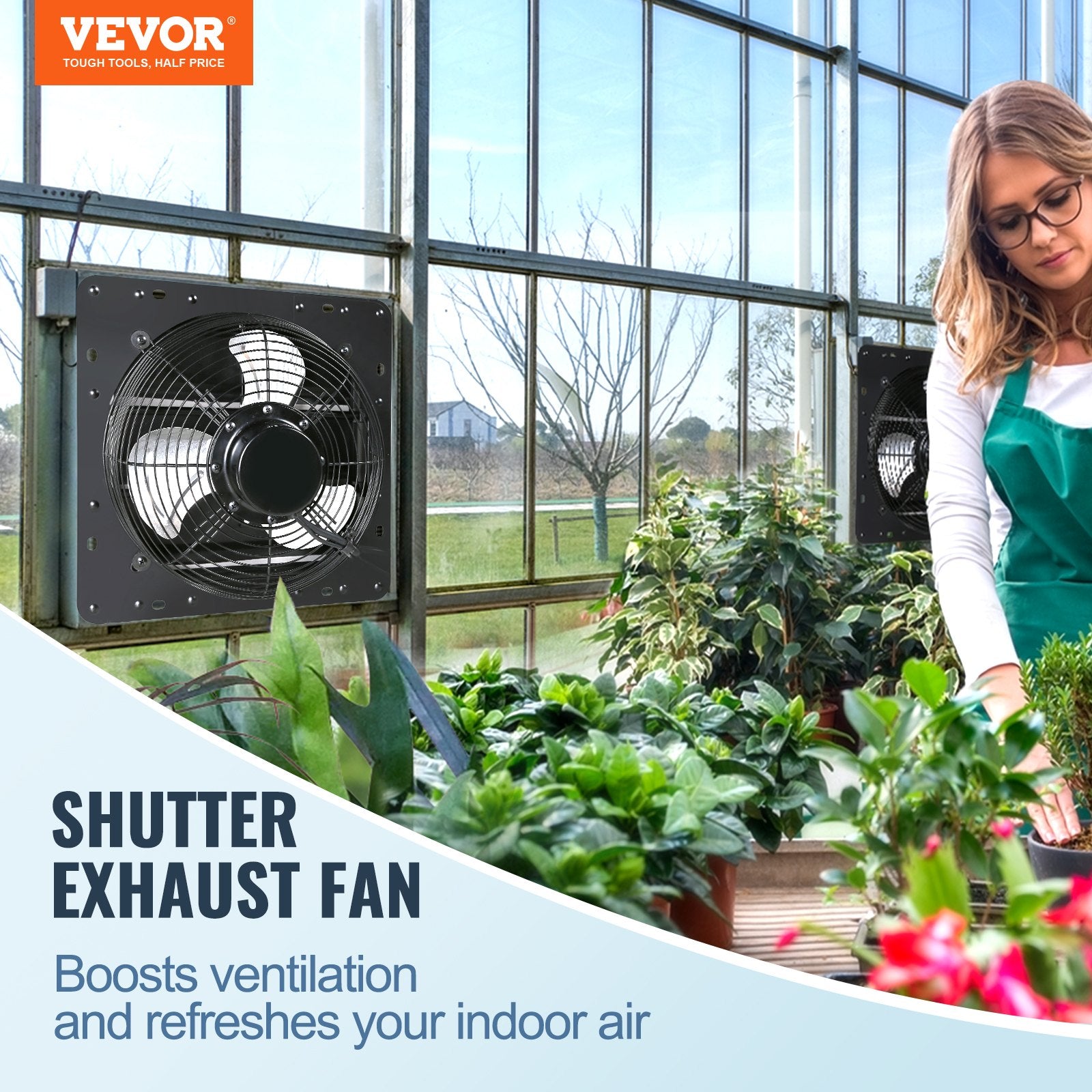 Commercial Cleaning Equipment: VEVOR Shutter Exhaust Fan, 406 mm /16inch with Temperature Humidity Controller, EC-motor, 1747 CFM, Variable Speed Adjustable Wall Mount Attic Fan, Ventilation and Cooling for Greenhouses, Garages, Sheds