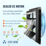 Commercial Cleaning Equipment: VEVOR Shutter Exhaust Fan, 406 mm /16inch with Temperature Humidity Controller, EC-motor, 1747 CFM, Variable Speed Adjustable Wall Mount Attic Fan, Ventilation and Cooling for Greenhouses, Garages, Sheds