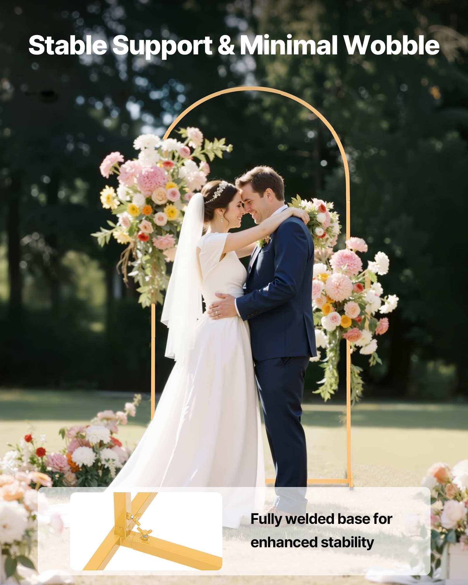 Bath Caddies: VEVOR Arch Backdrop Stand, 2 x 1 m, Stable Structure, Easy Assembly, 1 Set Gold Metal Arch Backdrop Stand for Wedding, Birthday Party, Graduation, Holiday Celebration, and Ceremony Decoration