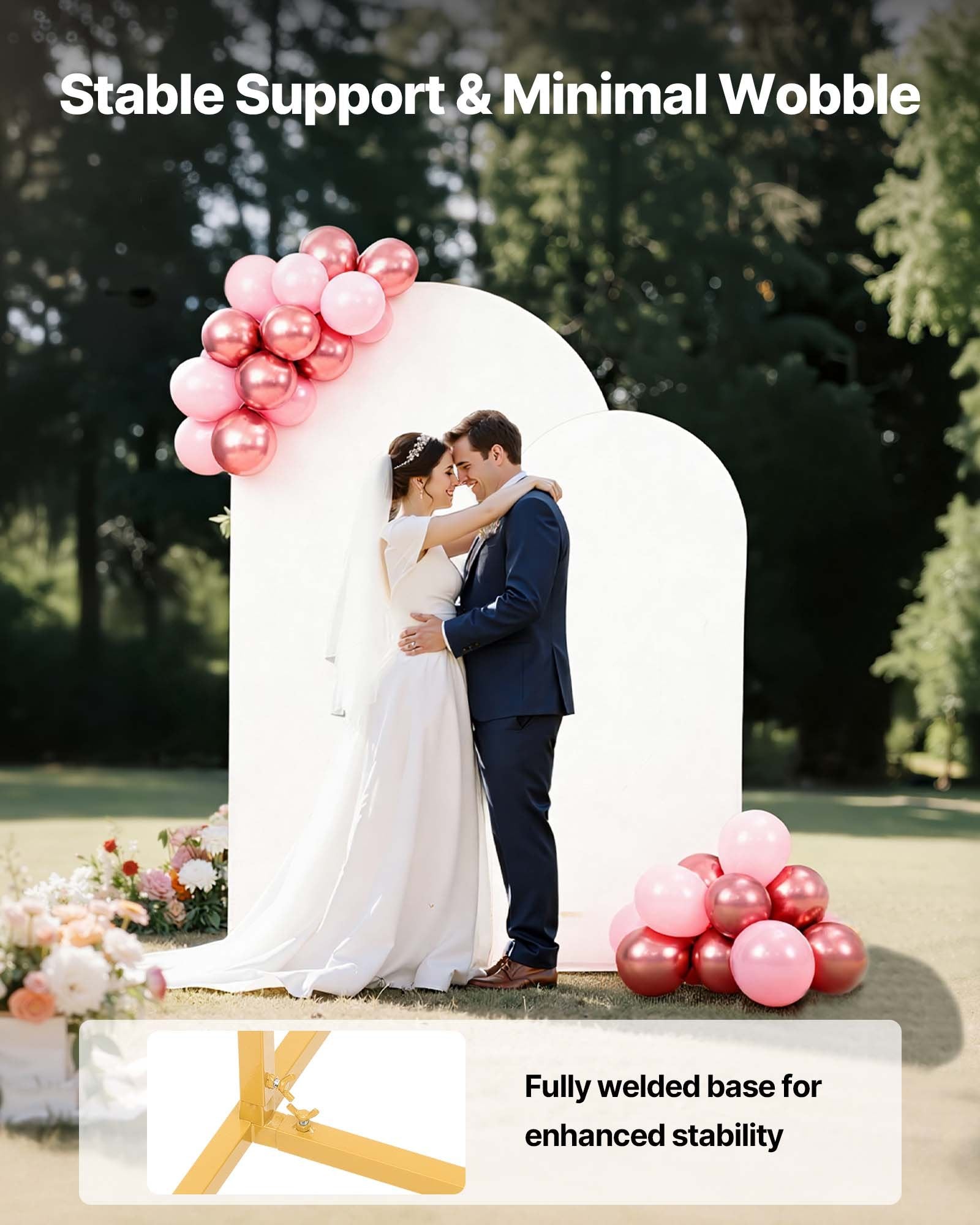 Bath Caddies: VEVOR Arch Backdrop Stand, Set of 2, 2.2 m and 1.8 m, Stable Structure, Easy Assembly, Gold Metal Arch Backdrop Stand with Cover for Wedding, Birthday Party, Celebration, and Ceremony Decoration