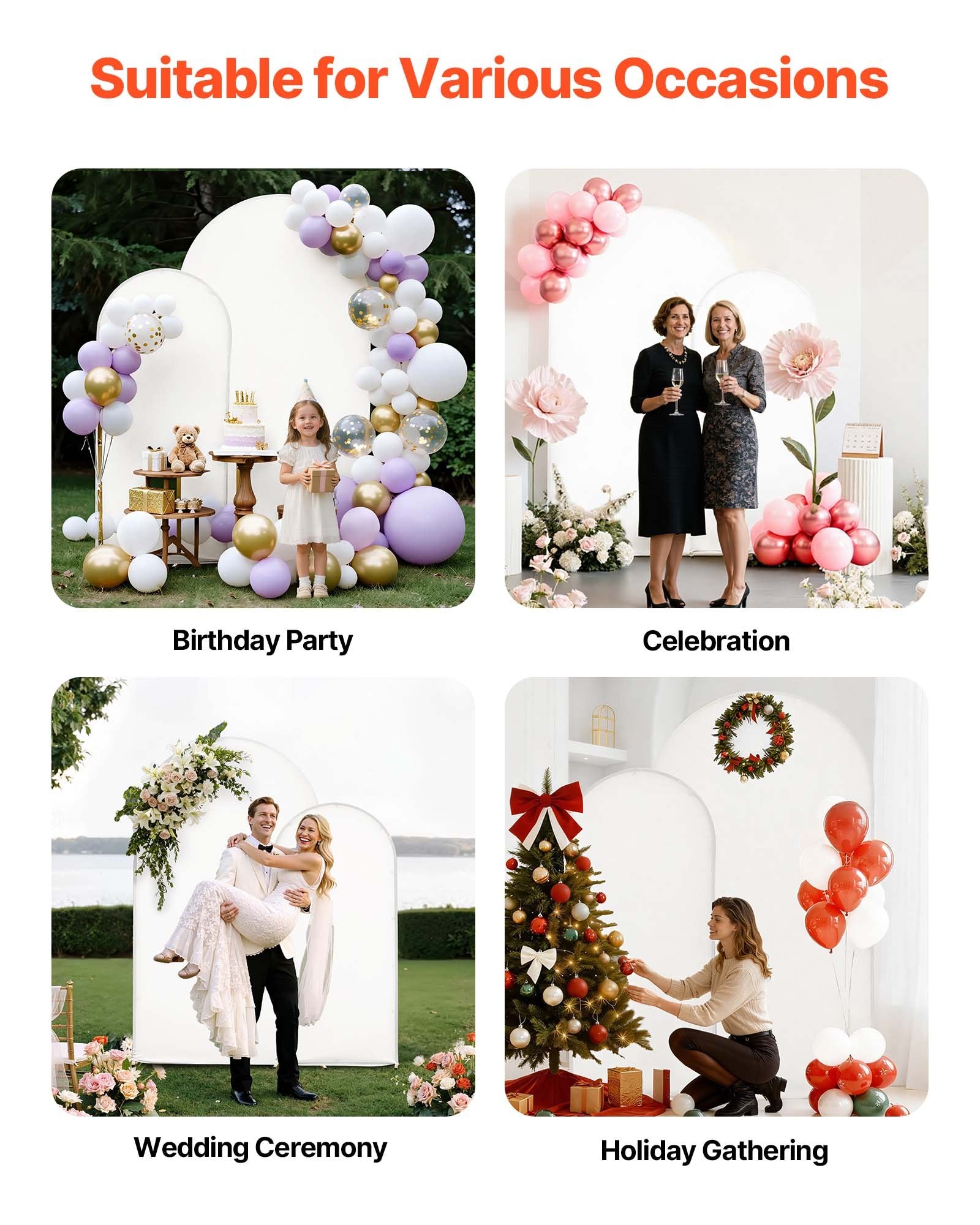 Bath Caddies: VEVOR Arch Backdrop Stand, Set of 2, 2.2 m and 1.8 m, Stable Structure, Easy Assembly, Gold Metal Arch Backdrop Stand with Cover for Wedding, Birthday Party, Celebration, and Ceremony Decoration