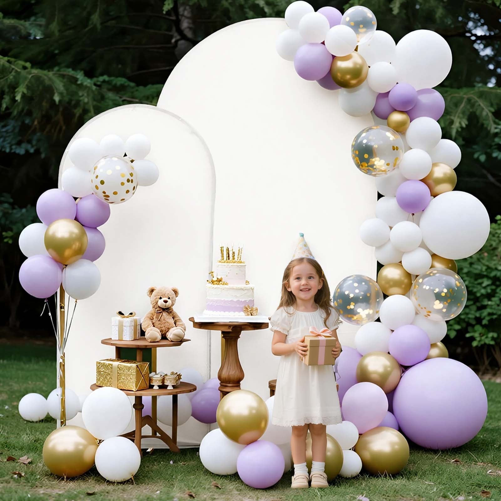 Bath Caddies: VEVOR Arch Backdrop Stand, Set of 2, 2.2 m and 1.8 m, Stable Structure, Easy Assembly, Gold Metal Arch Backdrop Stand with Cover for Wedding, Birthday Party, Celebration, and Ceremony Decoration