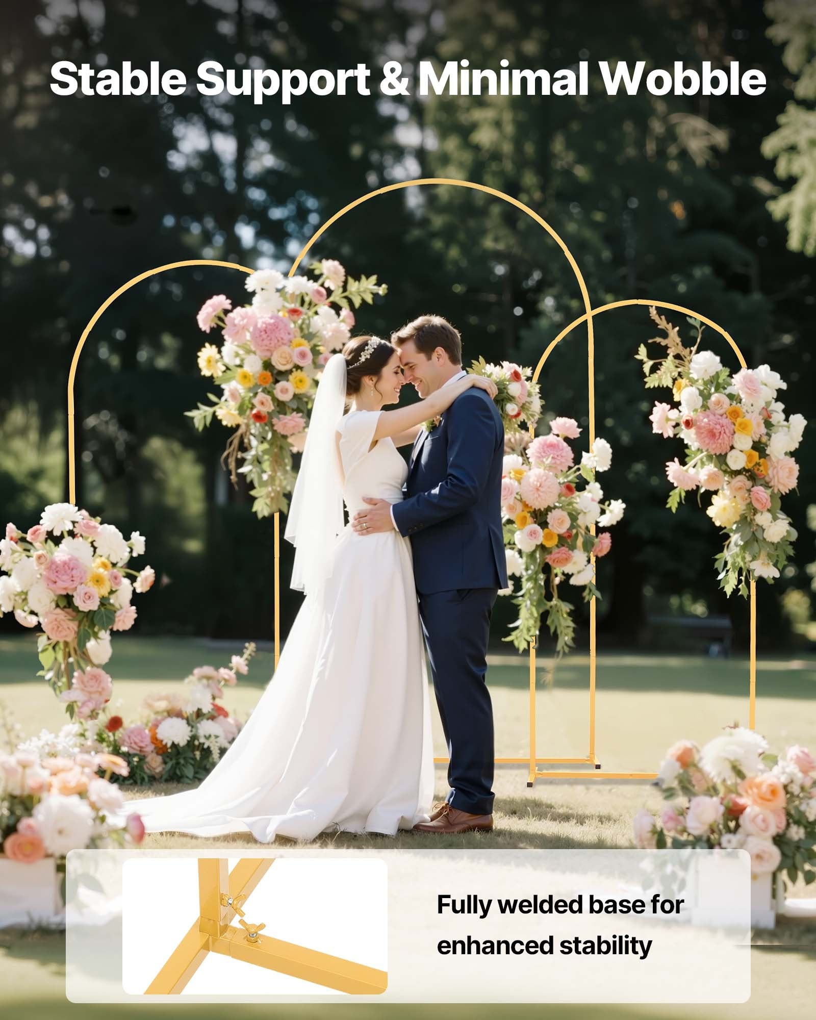 Bath Caddies: VEVOR Arch Backdrop Stand, Set of 3, 2.2/2/1.8 m , Stable Structure, Easy Assembly, Gold Metal Arch Backdrop Stand for Wedding, Birthday Party, Graduation, Holiday Celebration, and Ceremony Decoration