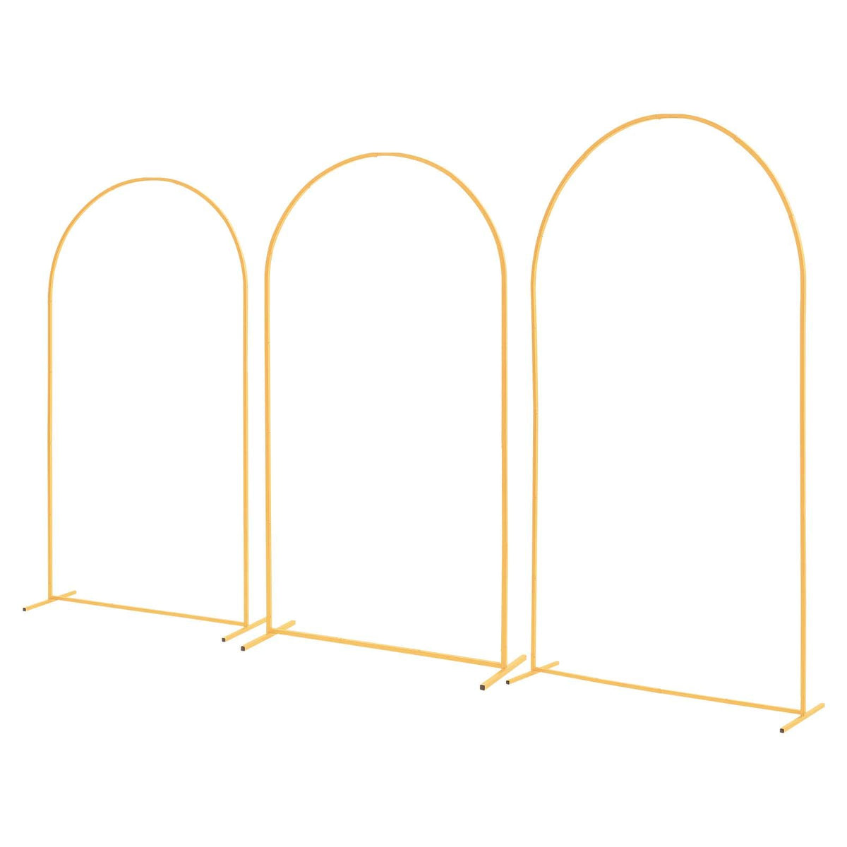 Arch Backdrop Stand, Set of 3, 2.4/2.2/2 m, Stable Structure, Easy Assembly, Gold Metal Arch Backdrop Stand for Wedding, Birthday Party, Graduation, Holiday Celebration, and Ceremony Decoration
