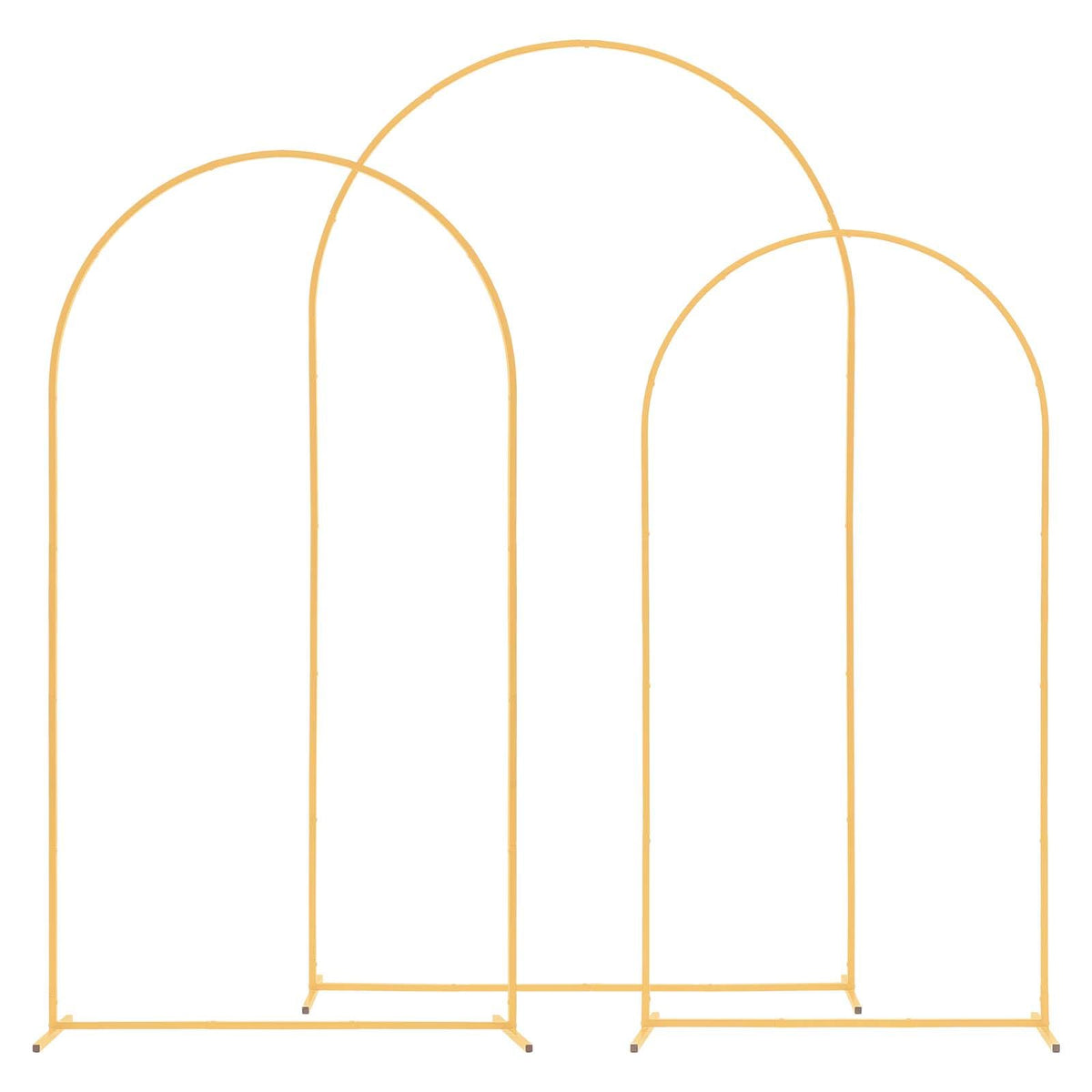 Arch Backdrop Stand, Set of 3, 2.4/2.2/2 m, Stable Structure, Easy Assembly, Gold Metal Arch Backdrop Stand for Wedding, Birthday Party, Graduation, Holiday Celebration, and Ceremony Decoration