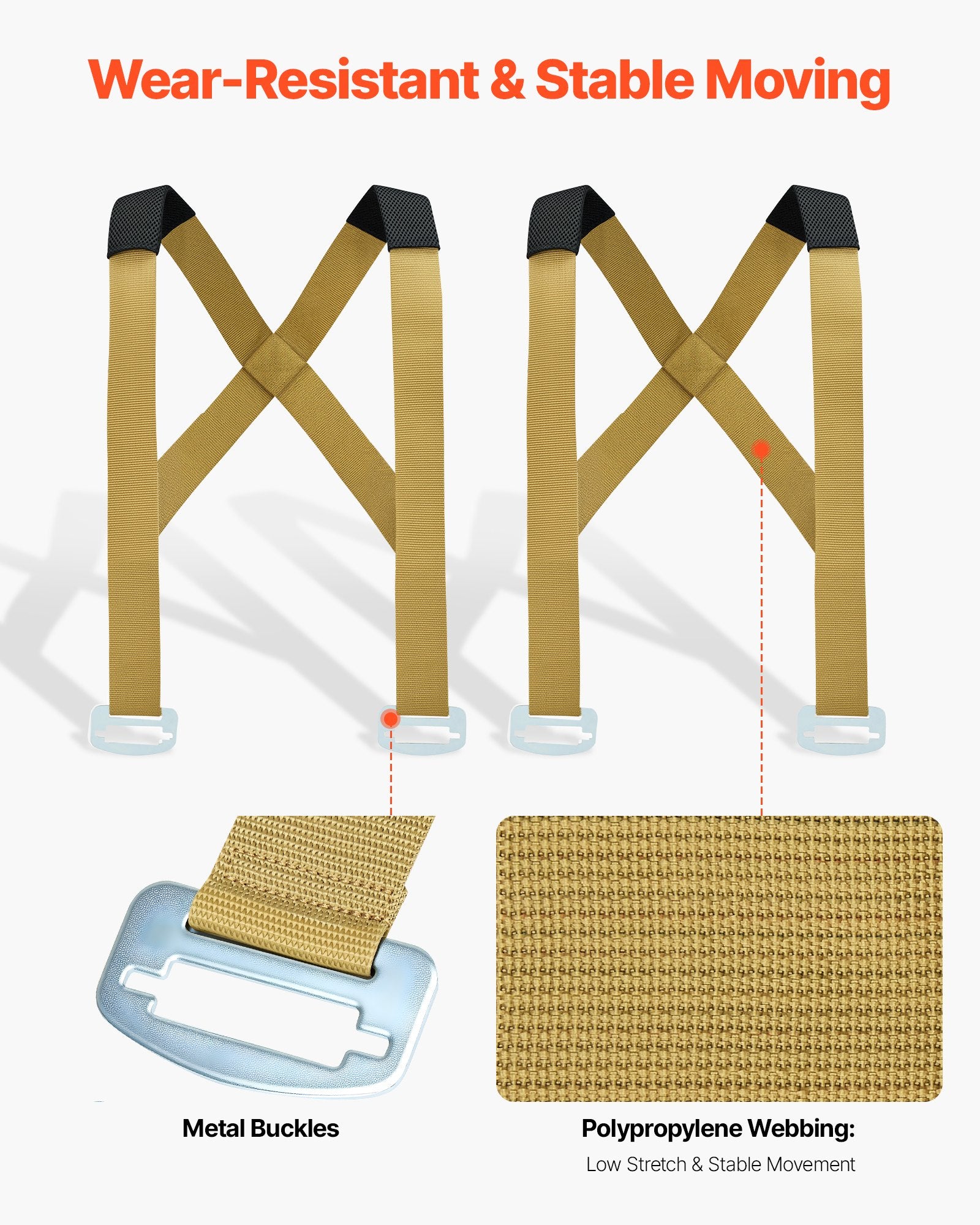 Test Kits: VEVOR Moving Straps, Supports up to 453.6 kg, 2-Person Lifting and Moving System with 2 Harness Straps & 2 Load-bearing Straps, Adjustable Lifting Shoulder Straps Move Furniture Appliances Mattresses