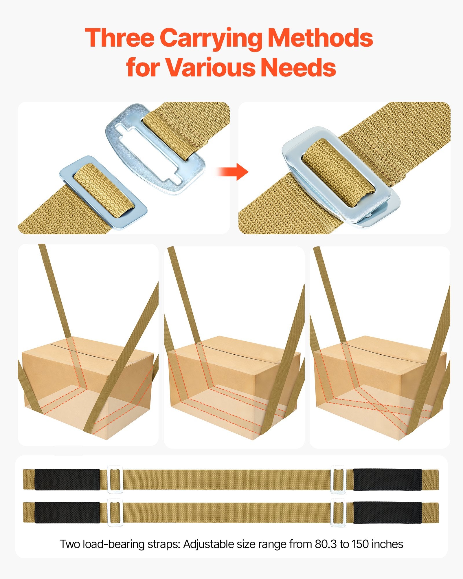 Test Kits: VEVOR Moving Straps, Supports up to 453.6 kg, 2-Person Lifting and Moving System with 2 Harness Straps & 2 Load-bearing Straps, Adjustable Lifting Shoulder Straps Move Furniture Appliances Mattresses