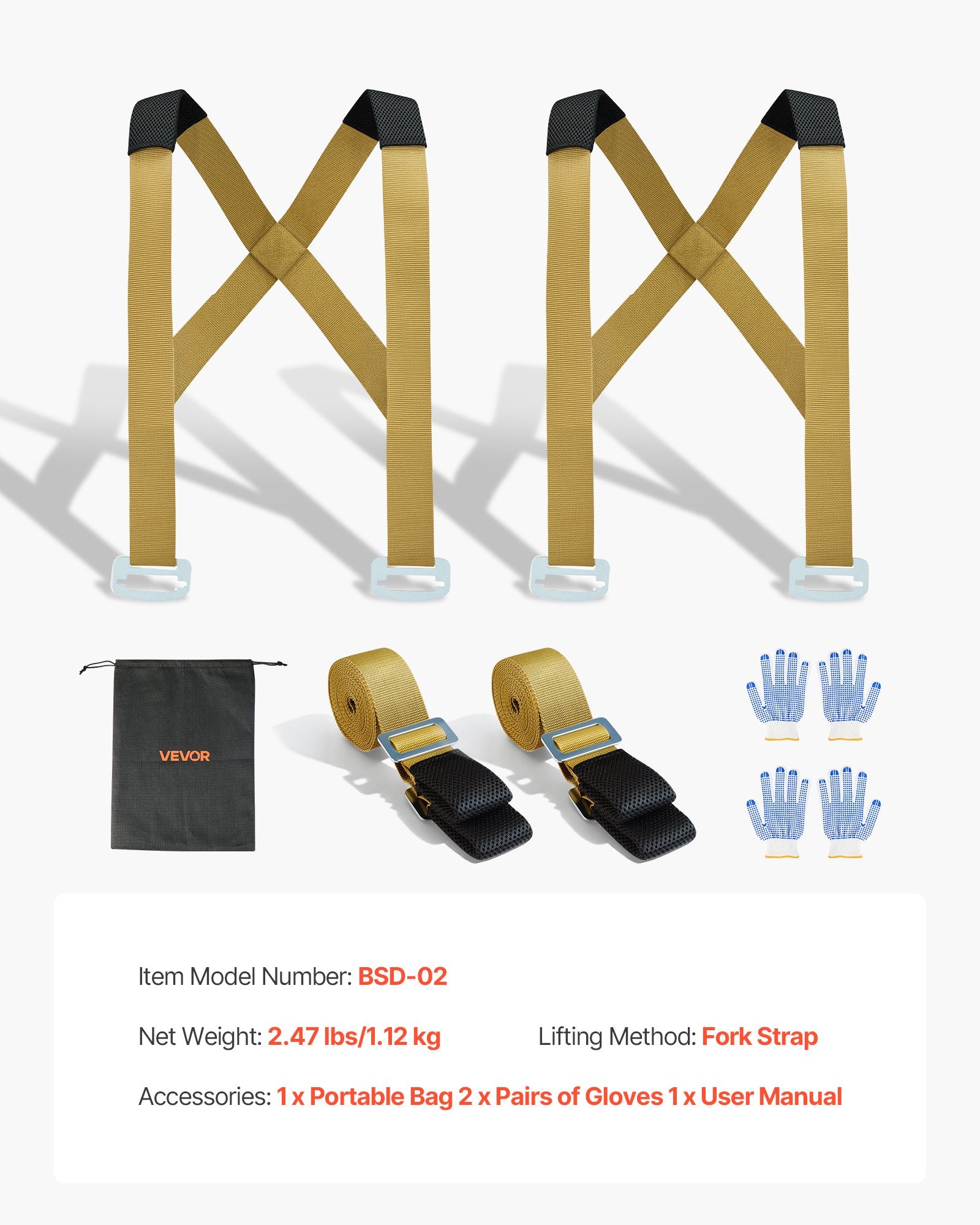 Test Kits: VEVOR Moving Straps, Supports up to 453.6 kg, 2-Person Lifting and Moving System with 2 Harness Straps & 2 Load-bearing Straps, Adjustable Lifting Shoulder Straps Move Furniture Appliances Mattresses
