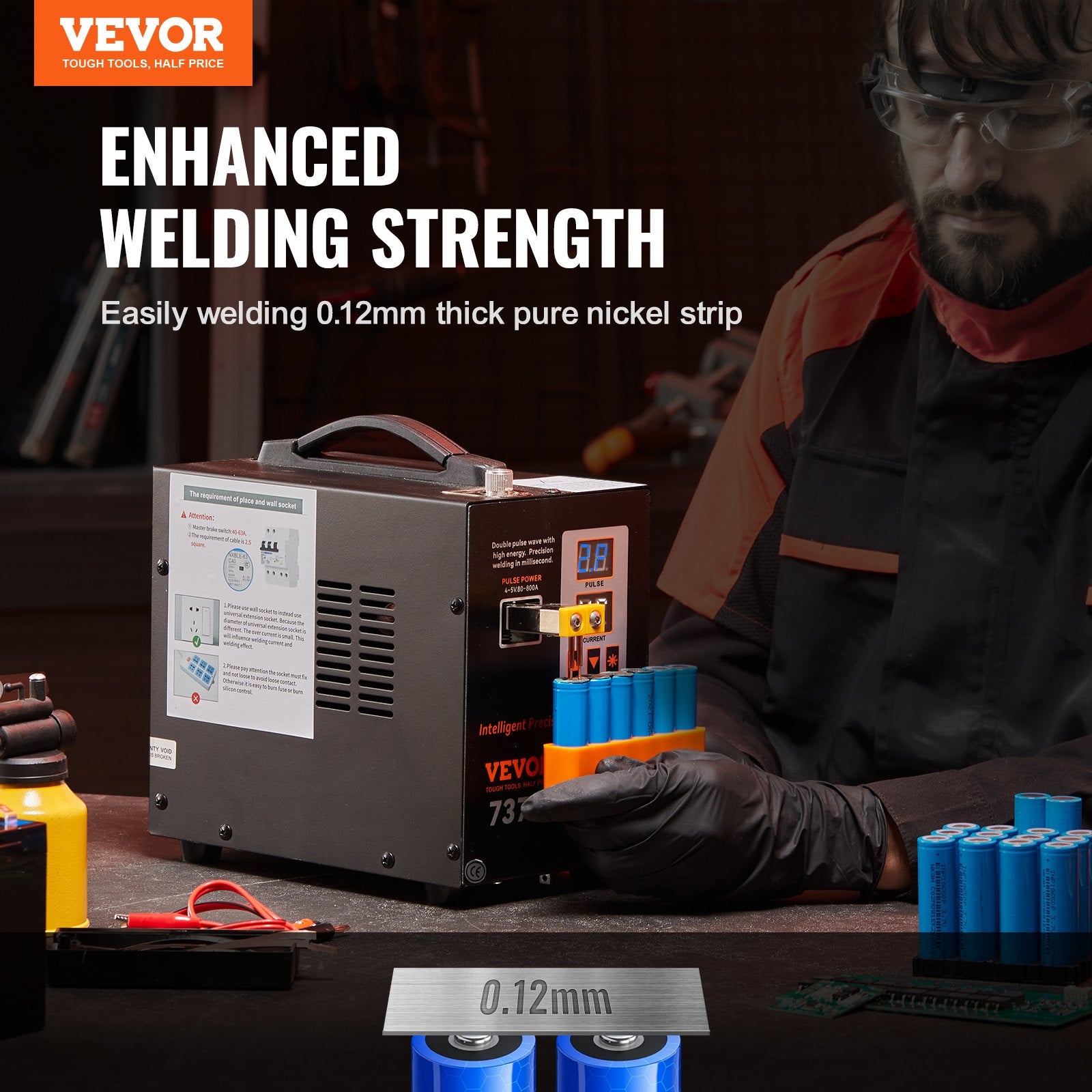 Gardening Tools: VEVOR Spot Welder, 737G Pulse Spot Welder, Portable High-Power Welding Machine Soldering Station with 2 Welding Modes and LED Lighting for 0.12mm Pure Nickel
