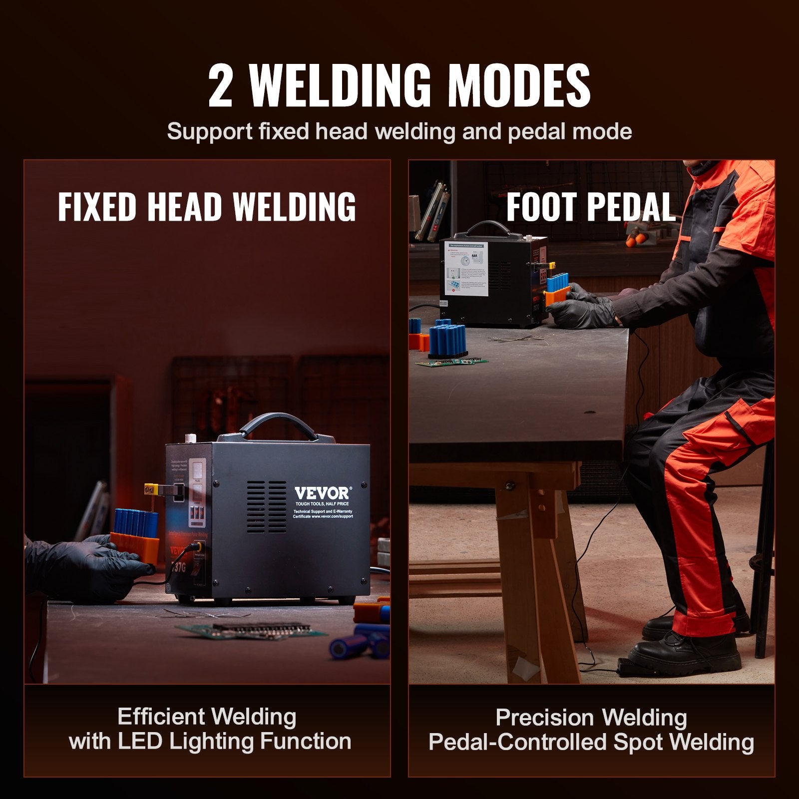 Gardening Tools: VEVOR Spot Welder, 737G Pulse Spot Welder, Portable High-Power Welding Machine Soldering Station with 2 Welding Modes and LED Lighting for 0.12mm Pure Nickel
