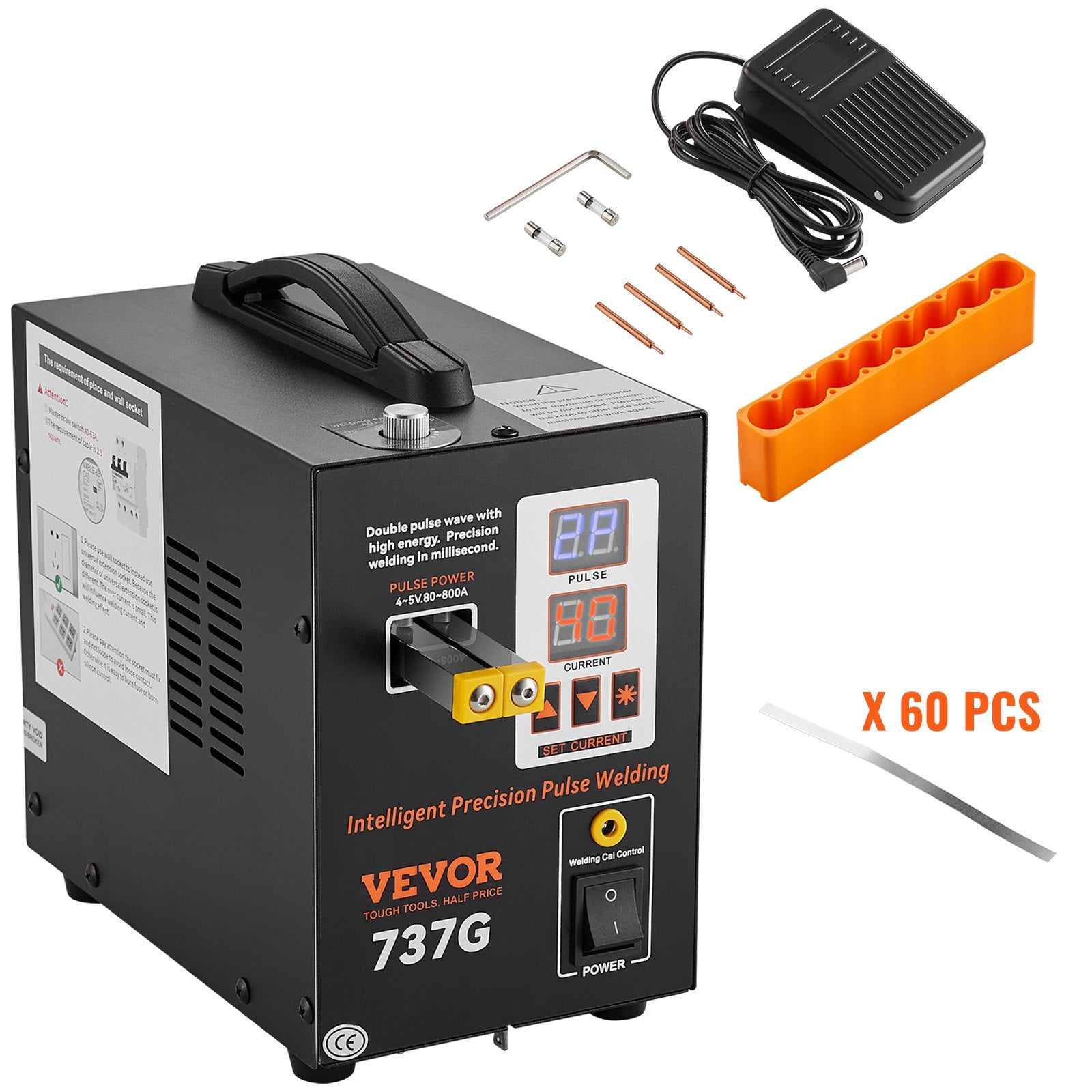 Gardening Tools: VEVOR Spot Welder, 737G Pulse Spot Welder, Portable High-Power Welding Machine Soldering Station with 2 Welding Modes and LED Lighting for 0.12mm Pure Nickel