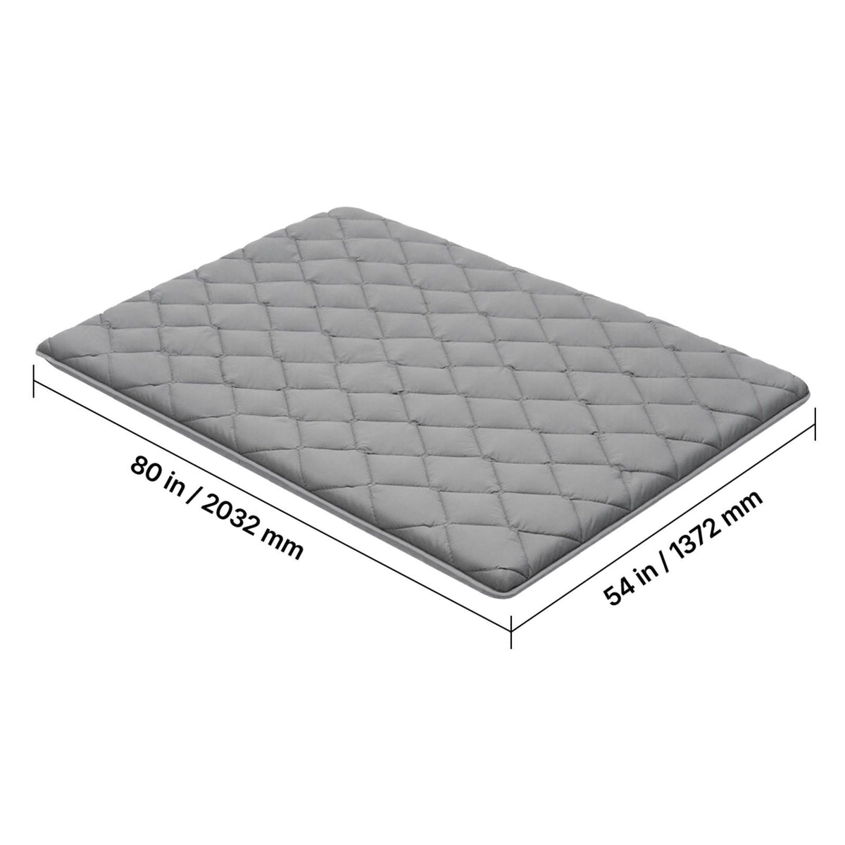 Japanese Tatami Mat, Full Size Foldable Japanese Tatami Mattress, Futon Mattress with Storage Bag & Fastener, 9-Layer Floor Mat for Sleeping, Dorm, Meditation, Yoga, 2032 x 1372 x 89 mm, Gray