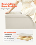 Beds & Bed Frames: VEVOR Foldable Storage Ottoman Bench, End of Bed Bench with Side Bags, Folding Upholstered Storage Chest Supports 660 lbs, Linen Bed Ottoman with Large Space for Living Room, Bedroom, Entryway, Beige