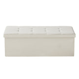 Beds & Bed Frames: VEVOR Foldable Storage Ottoman Bench, End of Bed Bench with Side Bags, Folding Upholstered Storage Chest Supports 660 lbs, Linen Bed Ottoman with Large Space for Living Room, Bedroom, Entryway, Beige