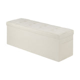 Beds & Bed Frames: VEVOR Foldable Storage Ottoman Bench, End of Bed Bench with Side Bags, Folding Upholstered Storage Chest Supports 660 lbs, Linen Bed Ottoman with Large Space for Living Room, Bedroom, Entryway, Beige