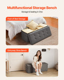 Beds & Bed Frames: VEVOR Foldable Storage Ottoman Bench, End of Bed Bench with Side Bags, Folding Upholstered Storage Chest Supports 660 lbs, Linen Bed Ottoman with Large Space for Living Room, Bedroom, Entryway, Grey