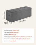 Beds & Bed Frames: VEVOR Foldable Storage Ottoman Bench, End of Bed Bench with Side Bags, Folding Upholstered Storage Chest Supports 660 lbs, Linen Bed Ottoman with Large Space for Living Room, Bedroom, Entryway, Grey