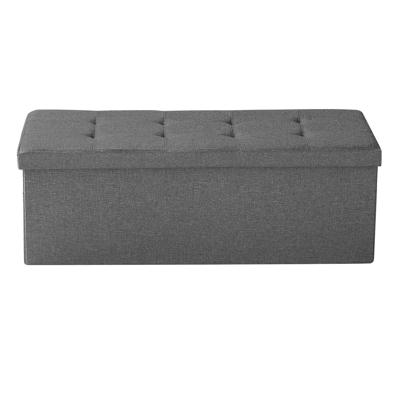Beds & Bed Frames: VEVOR Foldable Storage Ottoman Bench, End of Bed Bench with Side Bags, Folding Upholstered Storage Chest Supports 660 lbs, Linen Bed Ottoman with Large Space for Living Room, Bedroom, Entryway, Grey