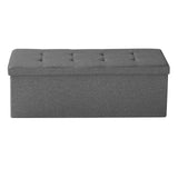 Beds & Bed Frames: VEVOR Foldable Storage Ottoman Bench, End of Bed Bench with Side Bags, Folding Upholstered Storage Chest Supports 660 lbs, Linen Bed Ottoman with Large Space for Living Room, Bedroom, Entryway, Grey
