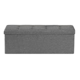 Beds & Bed Frames: VEVOR Foldable Storage Ottoman Bench, End of Bed Bench with Side Bags, Folding Upholstered Storage Chest Supports 660 lbs, Linen Bed Ottoman with Large Space for Living Room, Bedroom, Entryway, Grey