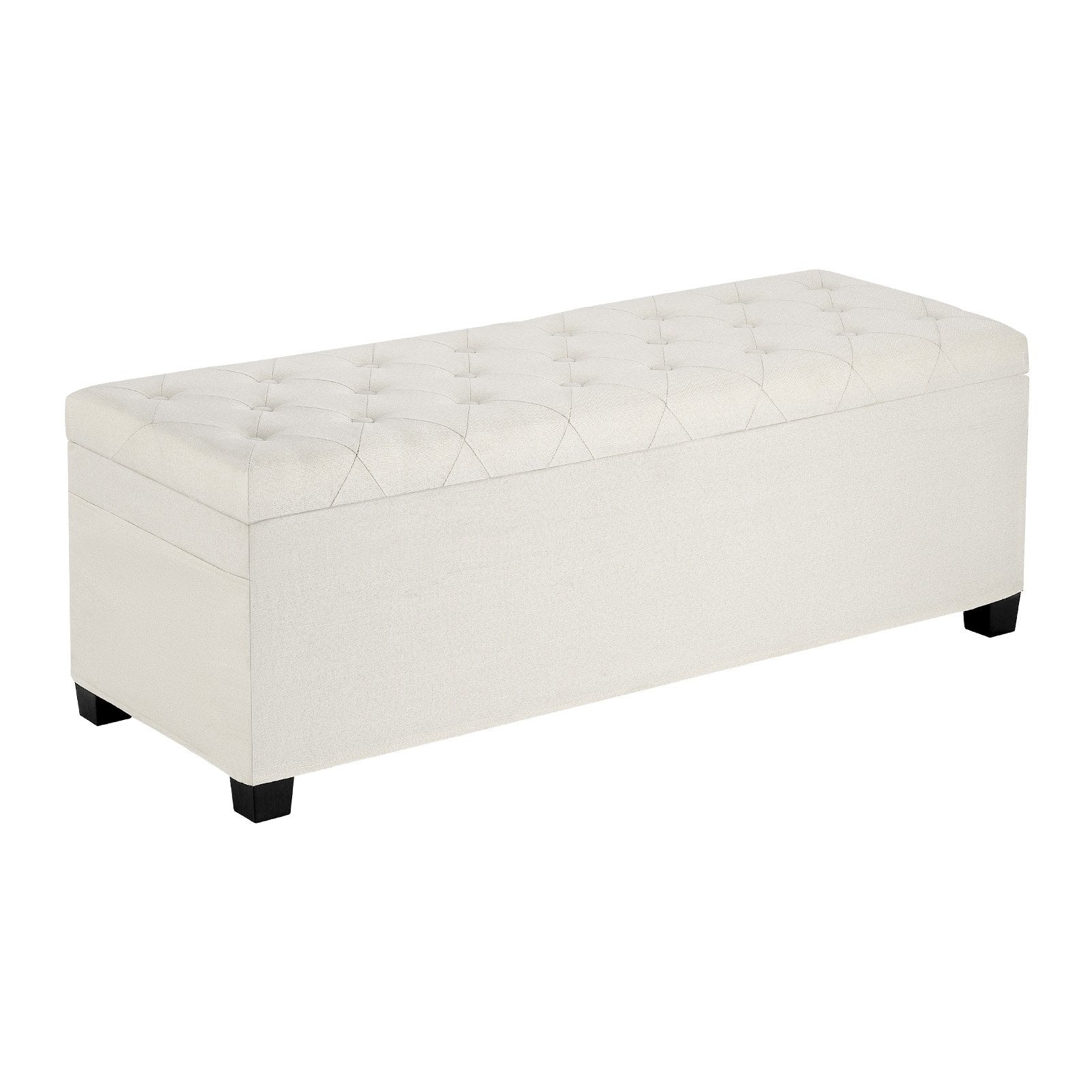 Beds & Bed Frames: VEVOR Storage Ottoman Bench, Button-Tufted End of Bed Bench with Side Bags, Flip-up Upholstered Storage Chest with Metal Frame, Linen Bed Ottoman for Living Room, Bedroom, Entryway, Office, Beige