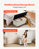 Beds & Bed Frames: VEVOR Storage Ottoman Bench, Button-Tufted End of Bed Bench with Side Bags, Flip-up Upholstered Storage Chest with Metal Frame, Linen Bed Ottoman for Living Room, Bedroom, Entryway, Office, Beige