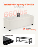 Beds & Bed Frames: VEVOR Storage Ottoman Bench, Button-Tufted End of Bed Bench with Side Bags, Flip-up Upholstered Storage Chest with Metal Frame, Linen Bed Ottoman for Living Room, Bedroom, Entryway, Office, Beige