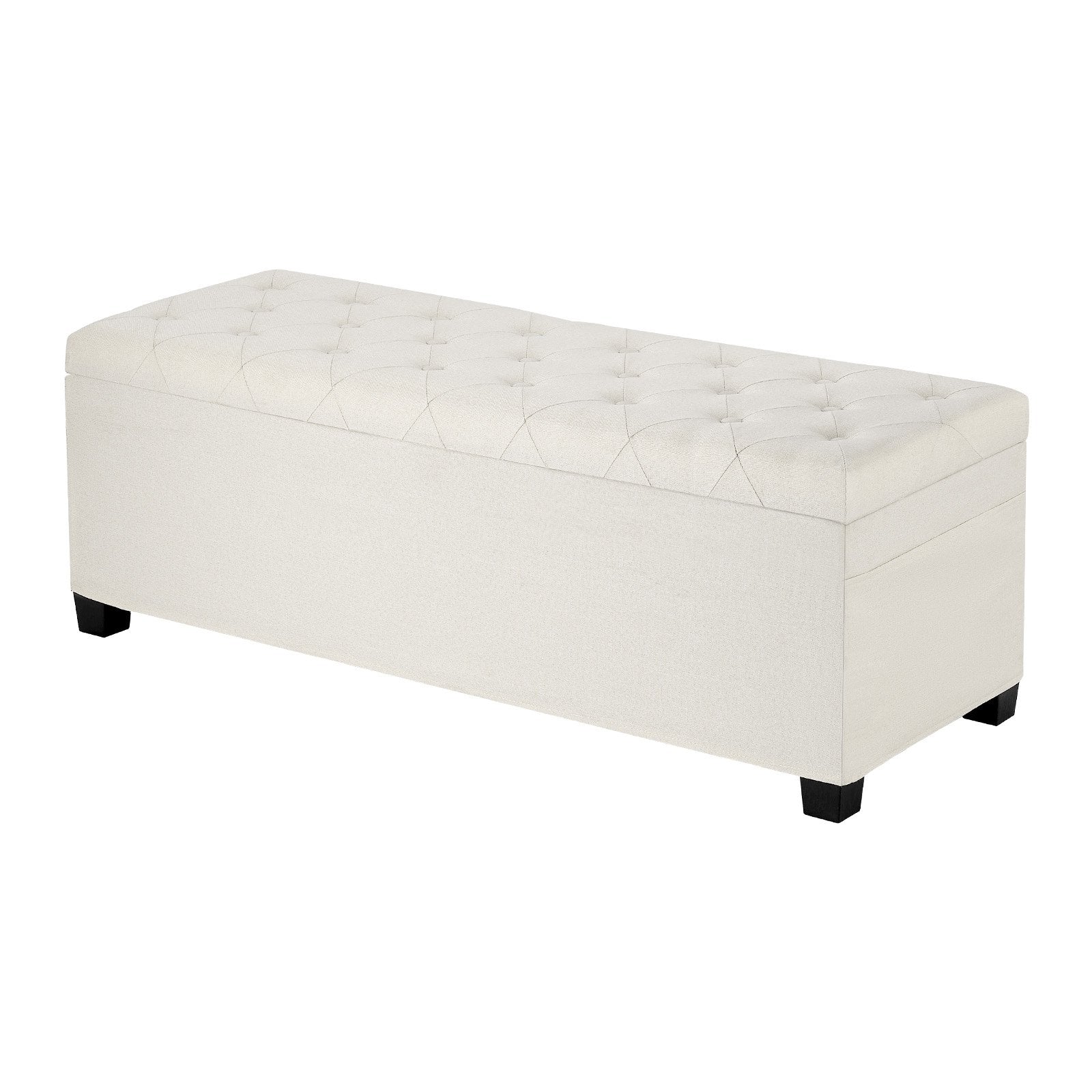 Beds & Bed Frames: VEVOR Storage Ottoman Bench, Button-Tufted End of Bed Bench with Side Bags, Flip-up Upholstered Storage Chest with Metal Frame, Linen Bed Ottoman for Living Room, Bedroom, Entryway, Office, Beige