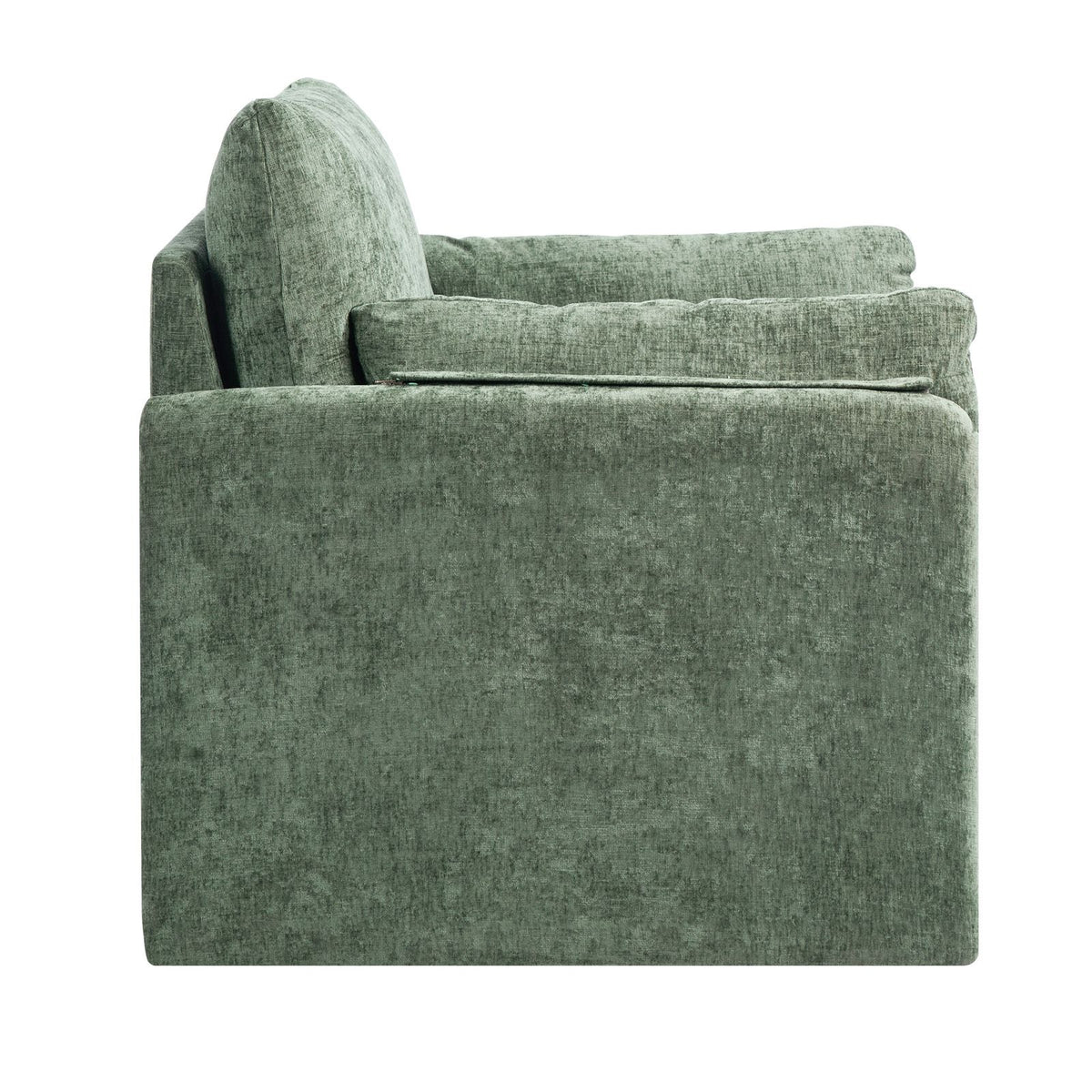 Green Accent Chair, Modern Upholstered Accent Chair with Armrests, Cloth Arm Chairs with Thick Cushion and Arched Backrest, Single Fabric Armchair for Living Room, Bedroom, Study, Office