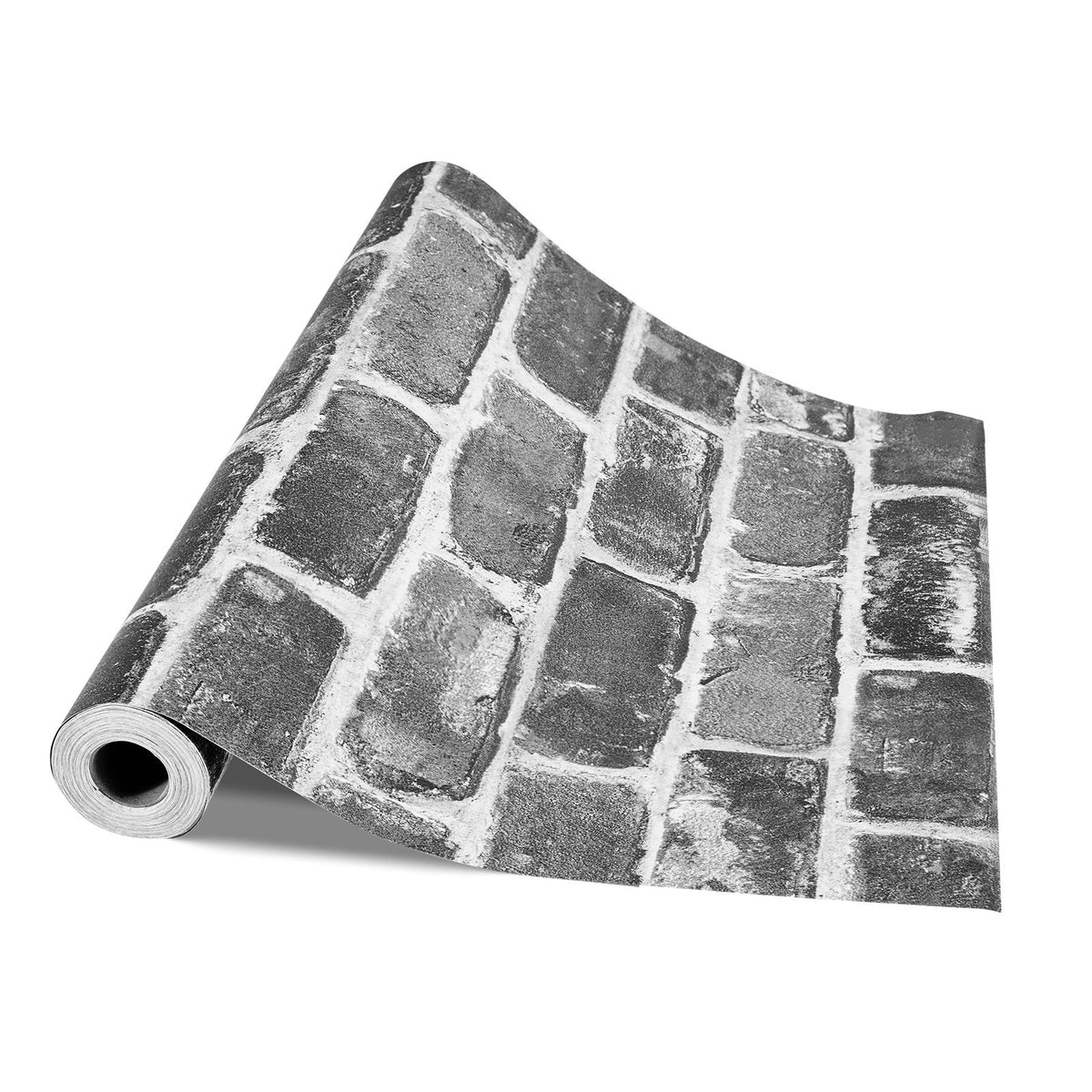 Peel and Stick Wallpaper, 45cm x 10m Contact Paper Gray Brick Waterpoof Self Adhesive, Easy to Clean & Peel Wall Decorative Vinyl Roll for Bedroom Kitchen Office Bathroom Desk