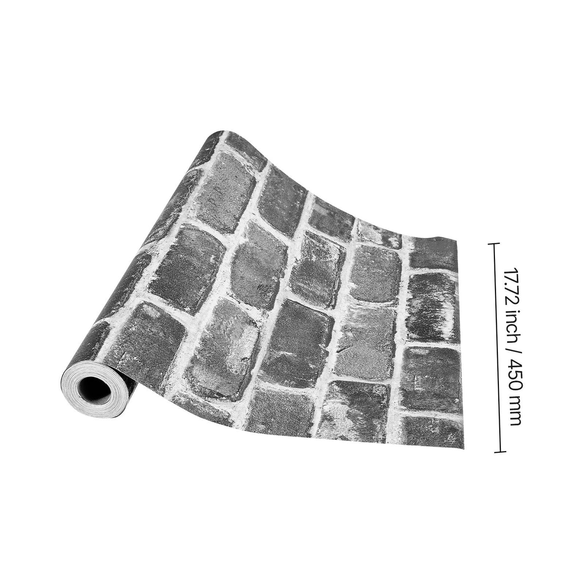 Peel and Stick Wallpaper, 45cm x 10m Contact Paper Gray Brick Waterpoof Self Adhesive, Easy to Clean & Peel Wall Decorative Vinyl Roll for Bedroom Kitchen Office Bathroom Desk