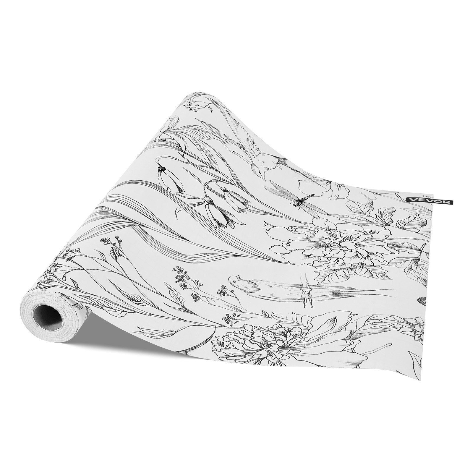 Dog Collars, Leads & Harnesses: VEVOR Peel and Stick Wallpaper, 45cm x 10m Contact Paper White Line Art Botanical Floral Waterpoof Self Adhesive, Easy to Clean Wall Decorative Vinyl Roll for Bedroom Kitchen Office Bathroom