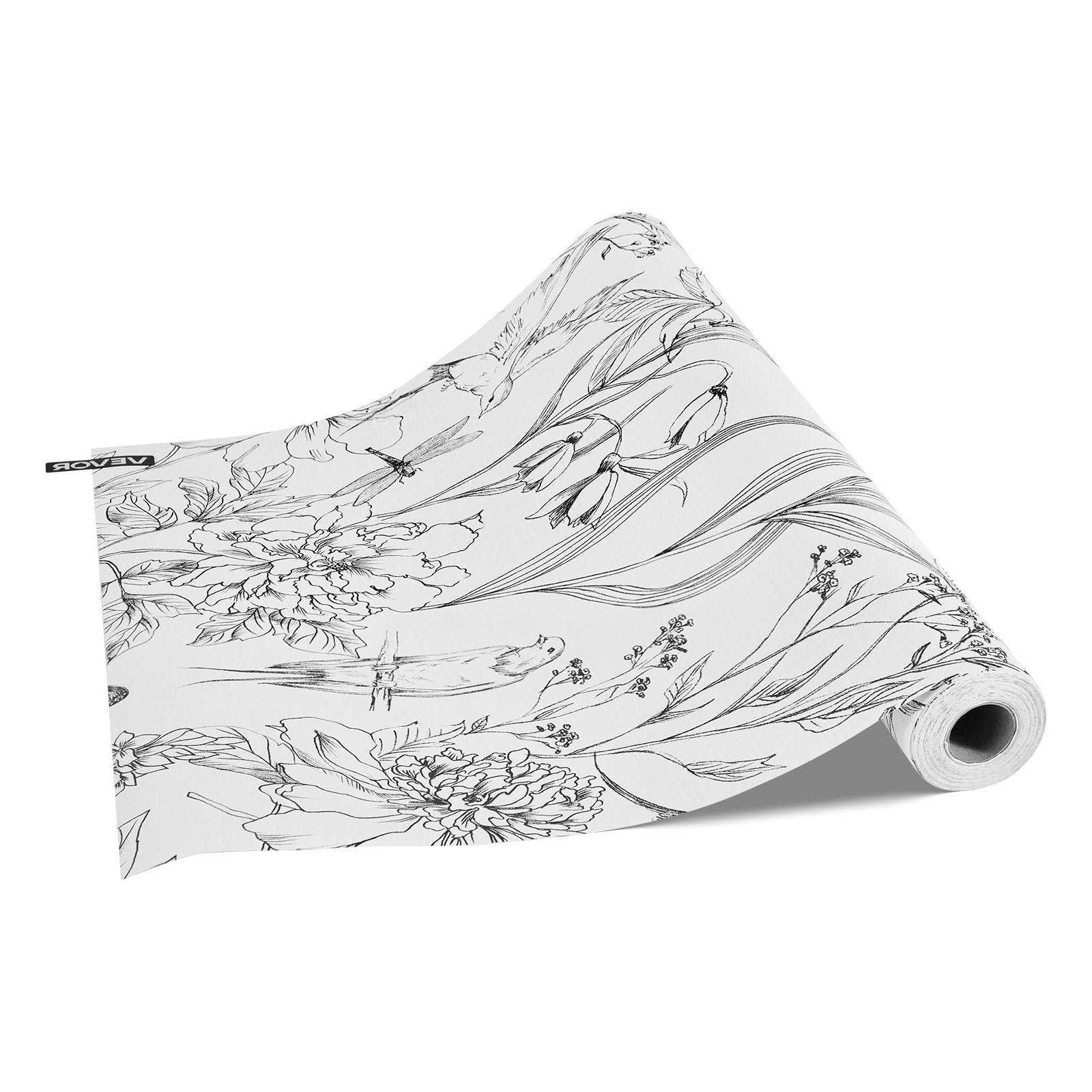 Dog Collars, Leads & Harnesses: VEVOR Peel and Stick Wallpaper, 45cm x 10m Contact Paper White Line Art Botanical Floral Waterpoof Self Adhesive, Easy to Clean Wall Decorative Vinyl Roll for Bedroom Kitchen Office Bathroom