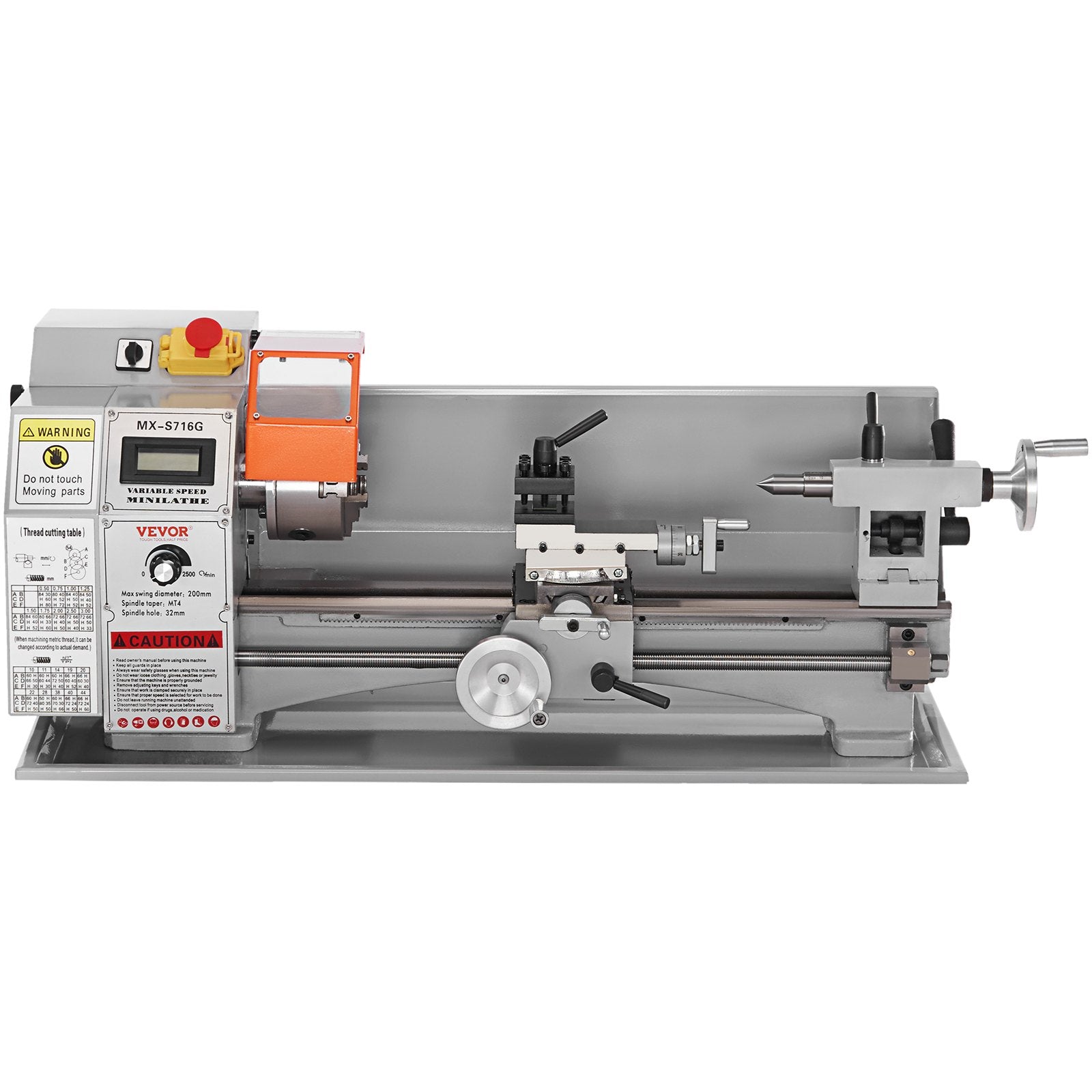 Mini Metal Lathe Machine, 180 x 400 mm, 800W Precision Benchtop Power Metal Lathe, 150-2500 RPM Continuously Variable Speed, with 3-jaw Metal Chuck Tool Box for Processing Precision Parts