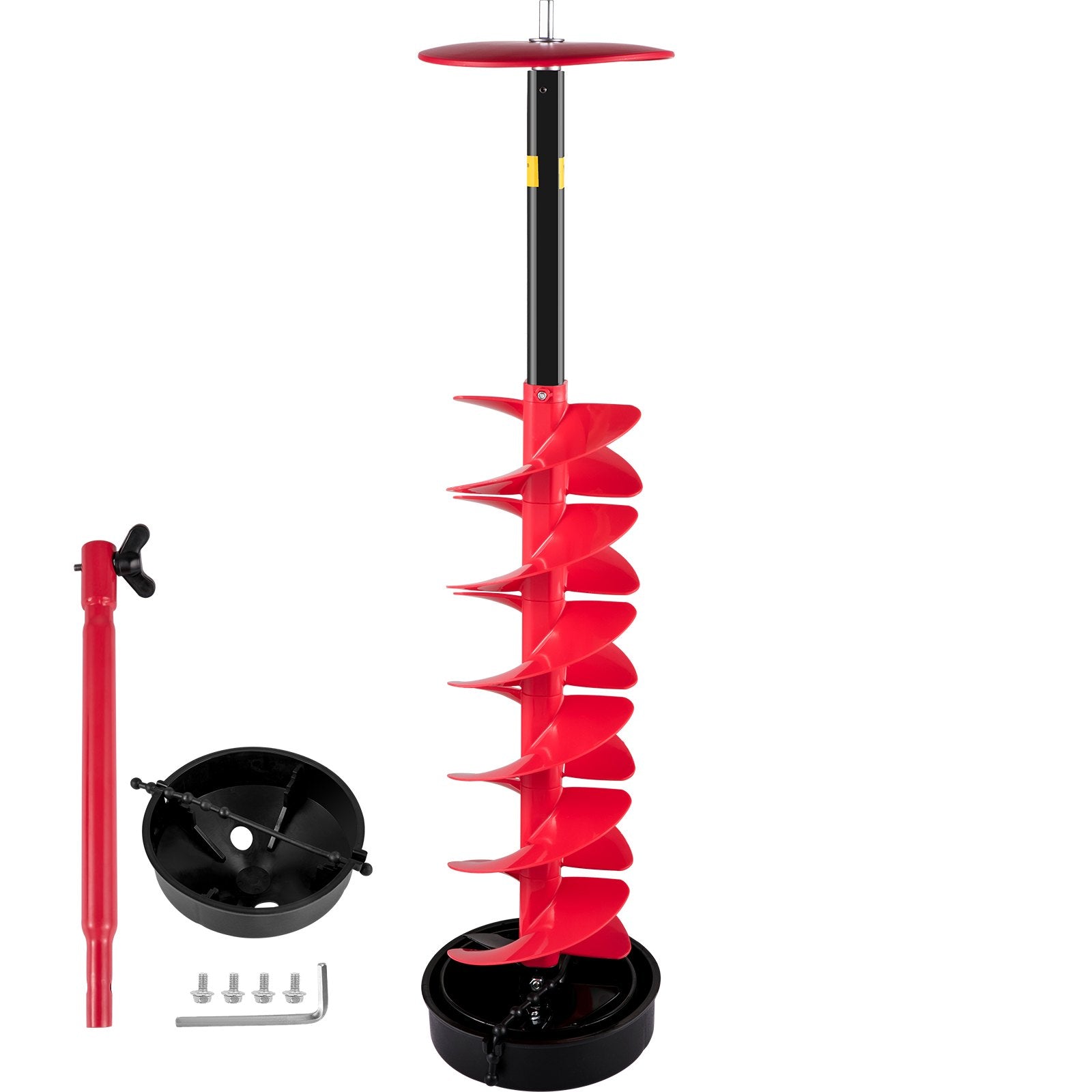 Ice Drill Auger, 8"" Diameter Nylon Ice Auger, 39"" Length Ice Auger Bit,Auger Drill with 11.8"" Extension Rod,Auger Bit with Drill Adapter,Top Plate & Blade Guard for Ice Fishing Ice Burrowing