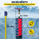 Building Materials: VEVOR Ice Drill Auger, 8"" Diameter Nylon Ice Auger, 39"" Length Ice Auger Bit,Auger Drill with 11.8"" Extension Rod,Auger Bit with Drill Adapter,Top Plate & Blade Guard for Ice Fishing Ice Burrowing