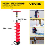 Building Materials: VEVOR Ice Drill Auger, 8"" Diameter Nylon Ice Auger, 39"" Length Ice Auger Bit,Auger Drill with 11.8"" Extension Rod,Auger Bit with Drill Adapter,Top Plate & Blade Guard for Ice Fishing Ice Burrowing