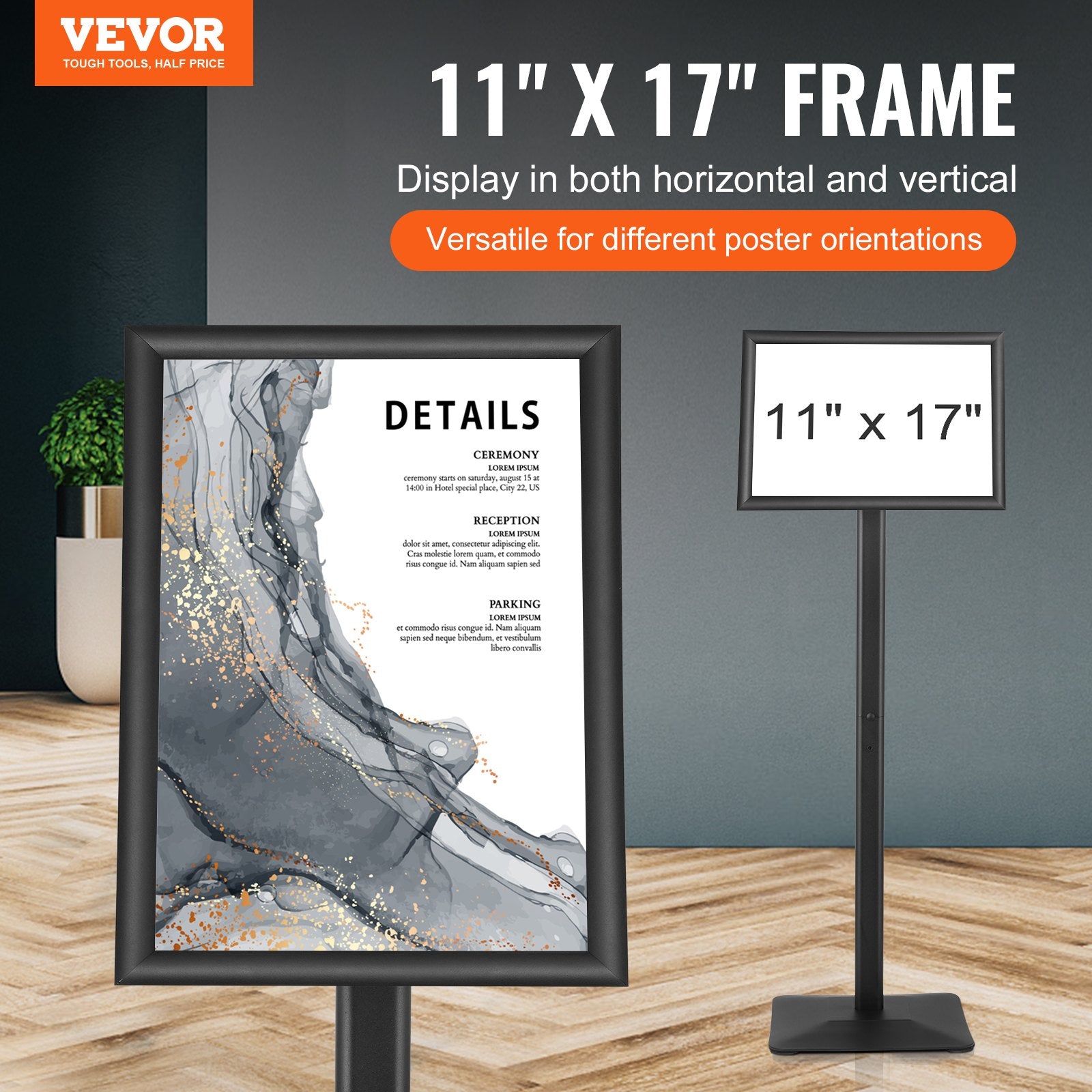 Speaker Accessories: VEVOR Pedestal Sign Holder Adjustable Poster Stand 11 x 17 Inch Metal Base