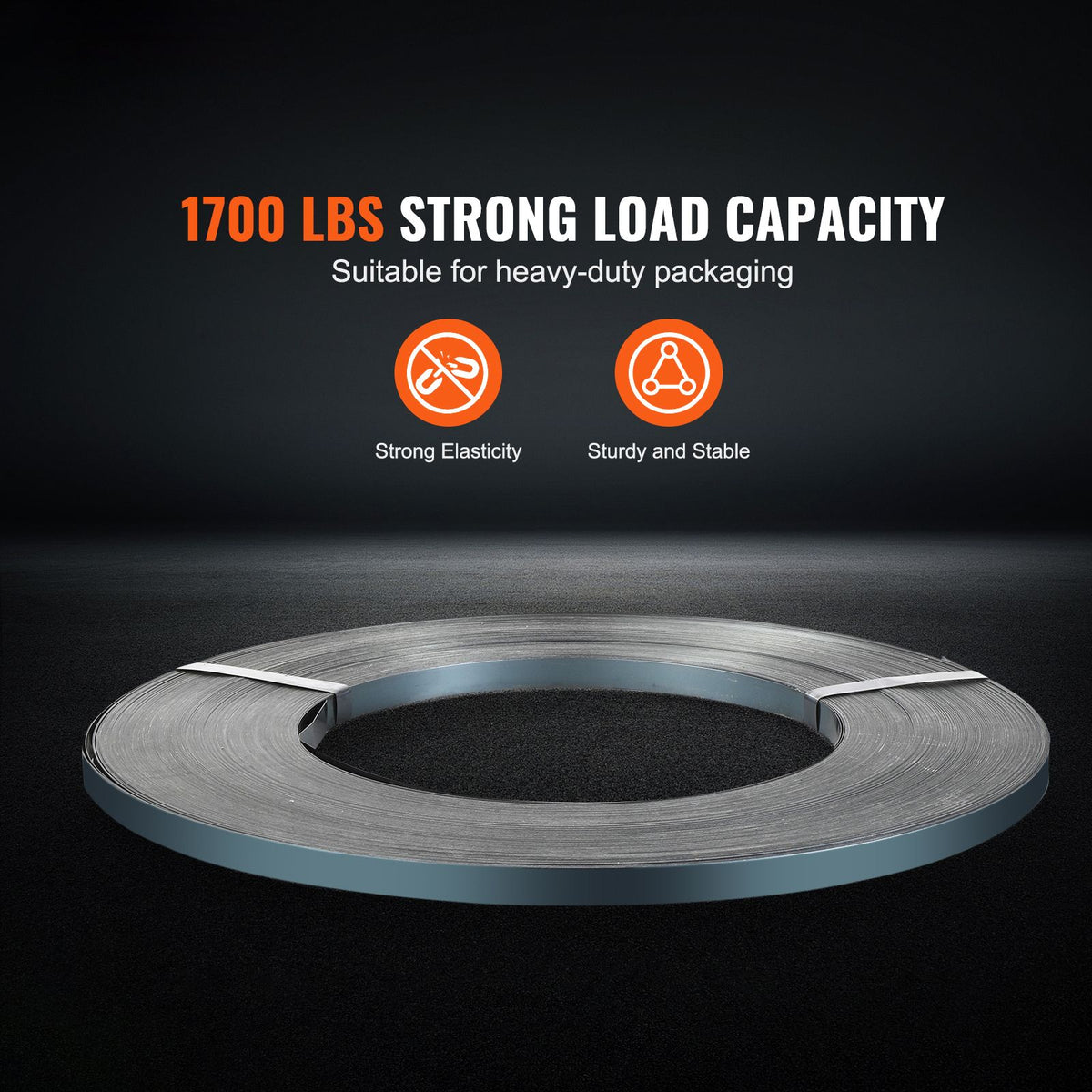 Packaging Steel Strapping Roll, 500 m Length x 19 mm Width x 0.55 mm Thickness, 770 kg Break Strength, Heavy Duty Banding Pallet Strap Coil, Portable Strong Banding Packing Metal Straps, Black