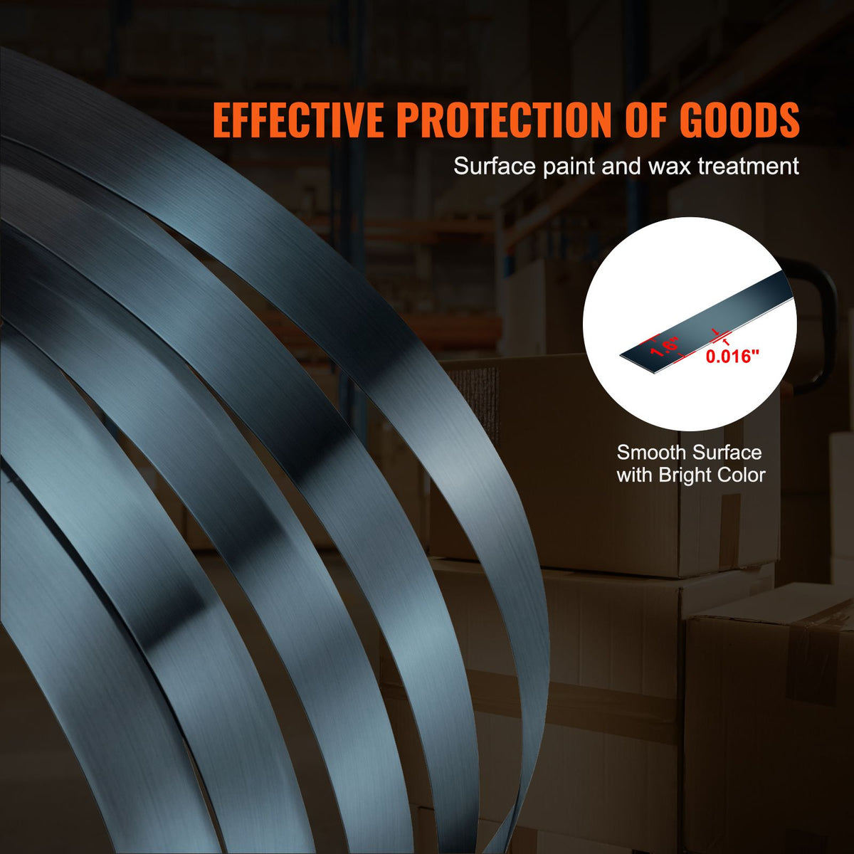 Packaging Steel Strapping Roll, 500 m Length x 19 mm Width x 0.55 mm Thickness, 770 kg Break Strength, Heavy Duty Banding Pallet Strap Coil, Portable Strong Banding Packing Metal Straps, Black