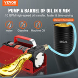 Fuel & Exhaust: VEVOR Fuel Transfer Pump, 12V DC, 10 GPM, 8 m Lift, Portable Electric Diesel Transfer Extractor Pump Kit with Automatic Shut-off Nozzle, Delivery & Suction Hose for Diesel, Kerosene, Transformer Oil