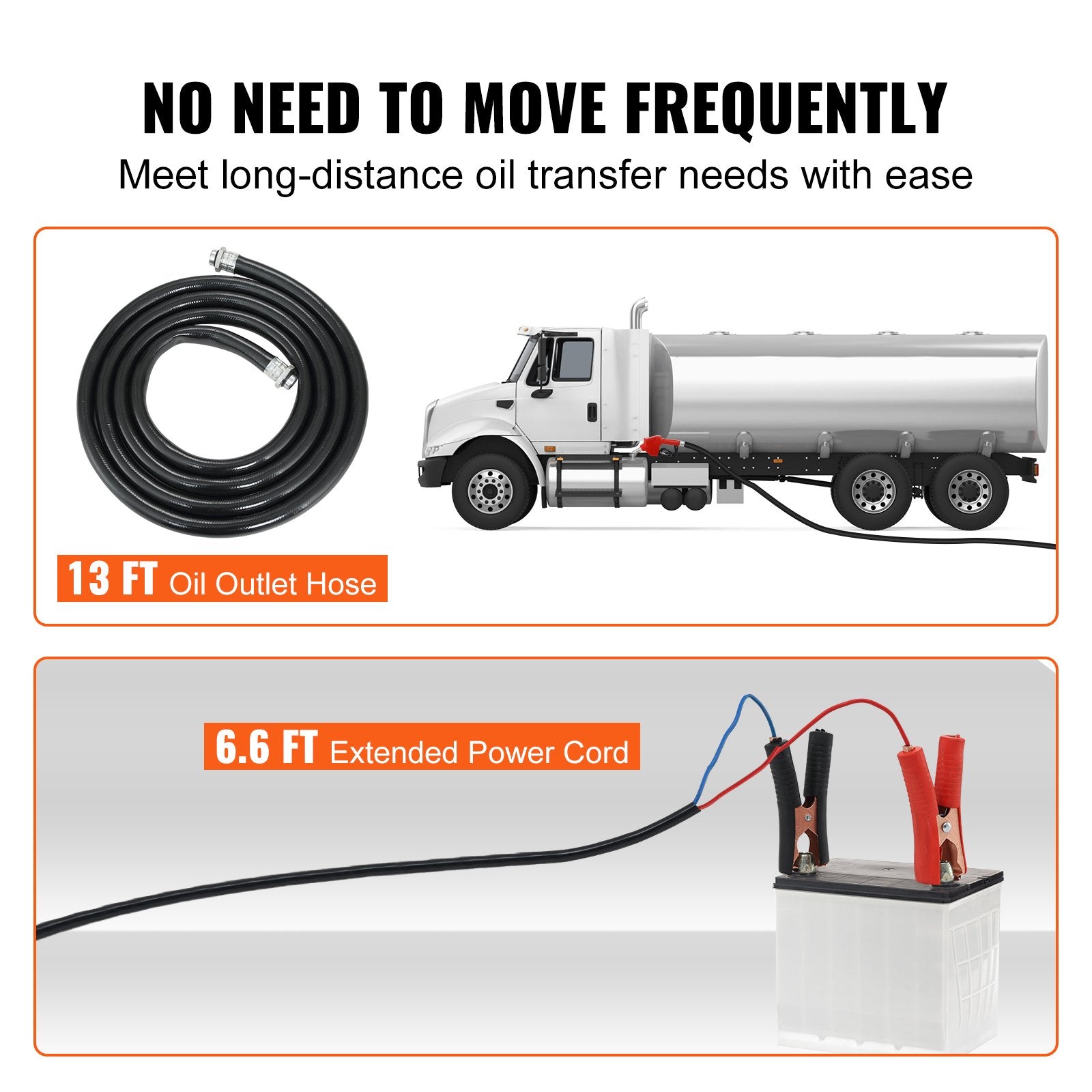 Fuel & Exhaust: VEVOR Fuel Transfer Pump, 12V DC, 10 GPM, 8 m Lift, Portable Electric Diesel Transfer Extractor Pump Kit with Automatic Shut-off Nozzle, Delivery & Suction Hose for Diesel, Kerosene, Transformer Oil