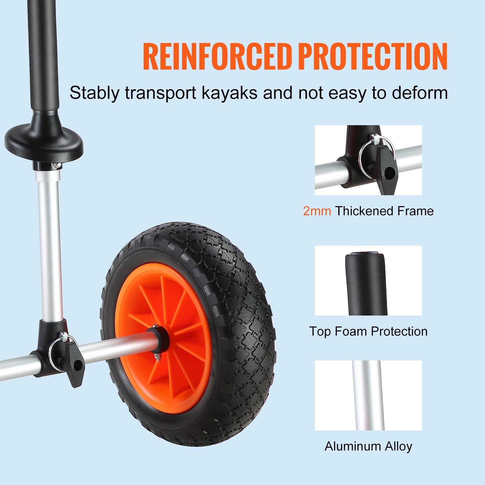 Boating Accessories: VEVOR Adjustable Kayak Cart Canoe Boat Carrier 280lbs Load with 10'' Solid Tires