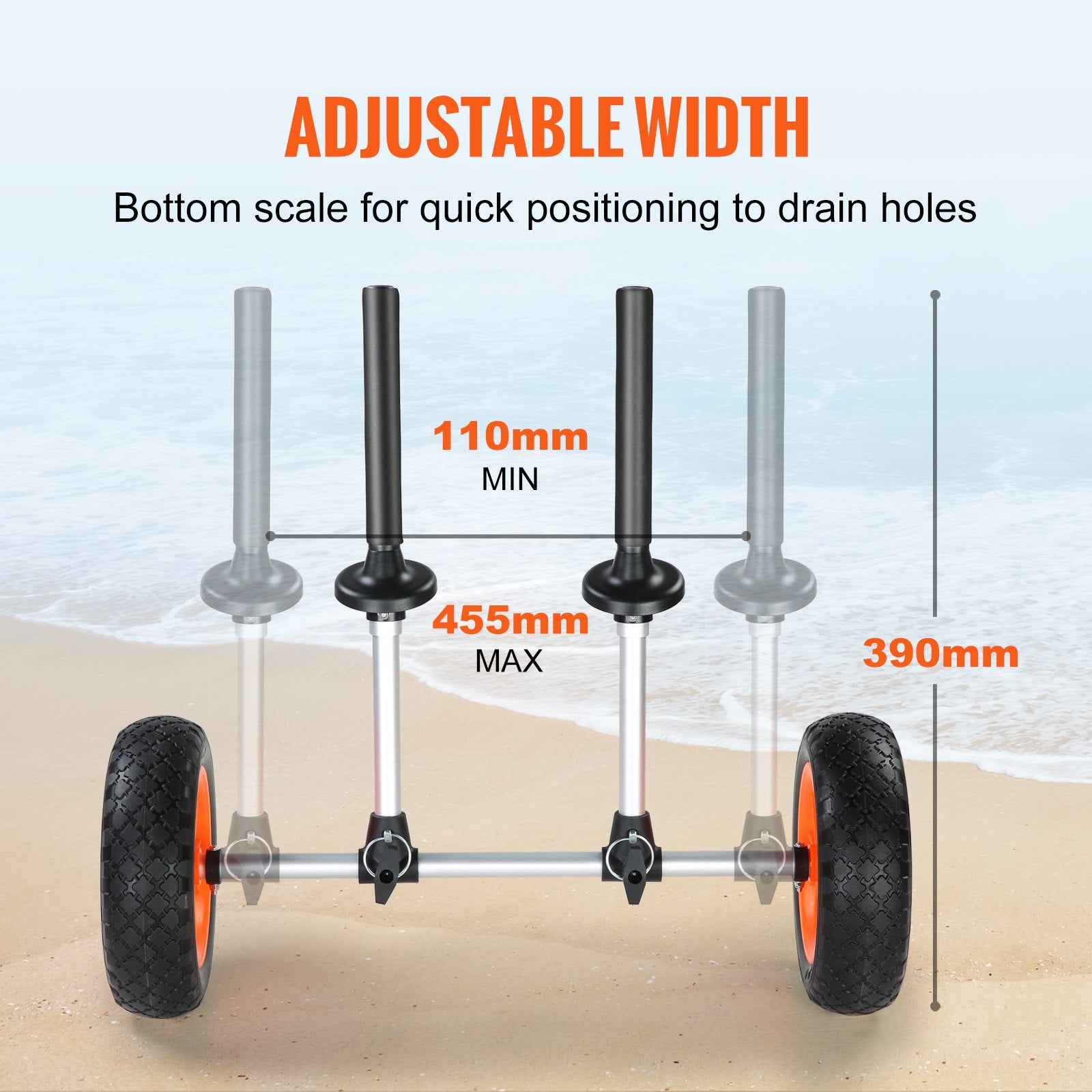 Boating Accessories: VEVOR Adjustable Kayak Cart Canoe Boat Carrier 280lbs Load with 10'' Solid Tires