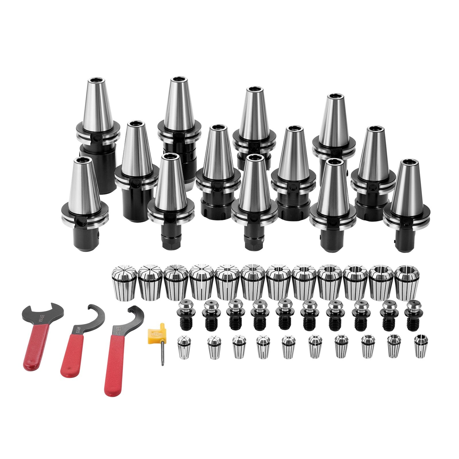 Tool Clamps & Vices: VEVOR CAT40 Collet Holder ER 16/32 Collet Set, 35 PCs, SLN FMB ER16/32 APU Tool Holders Spring Steel Collet Chucks with 10 Pull Studs and 3 Wrenches, for Milling Machine Drill Presses Boring Machine