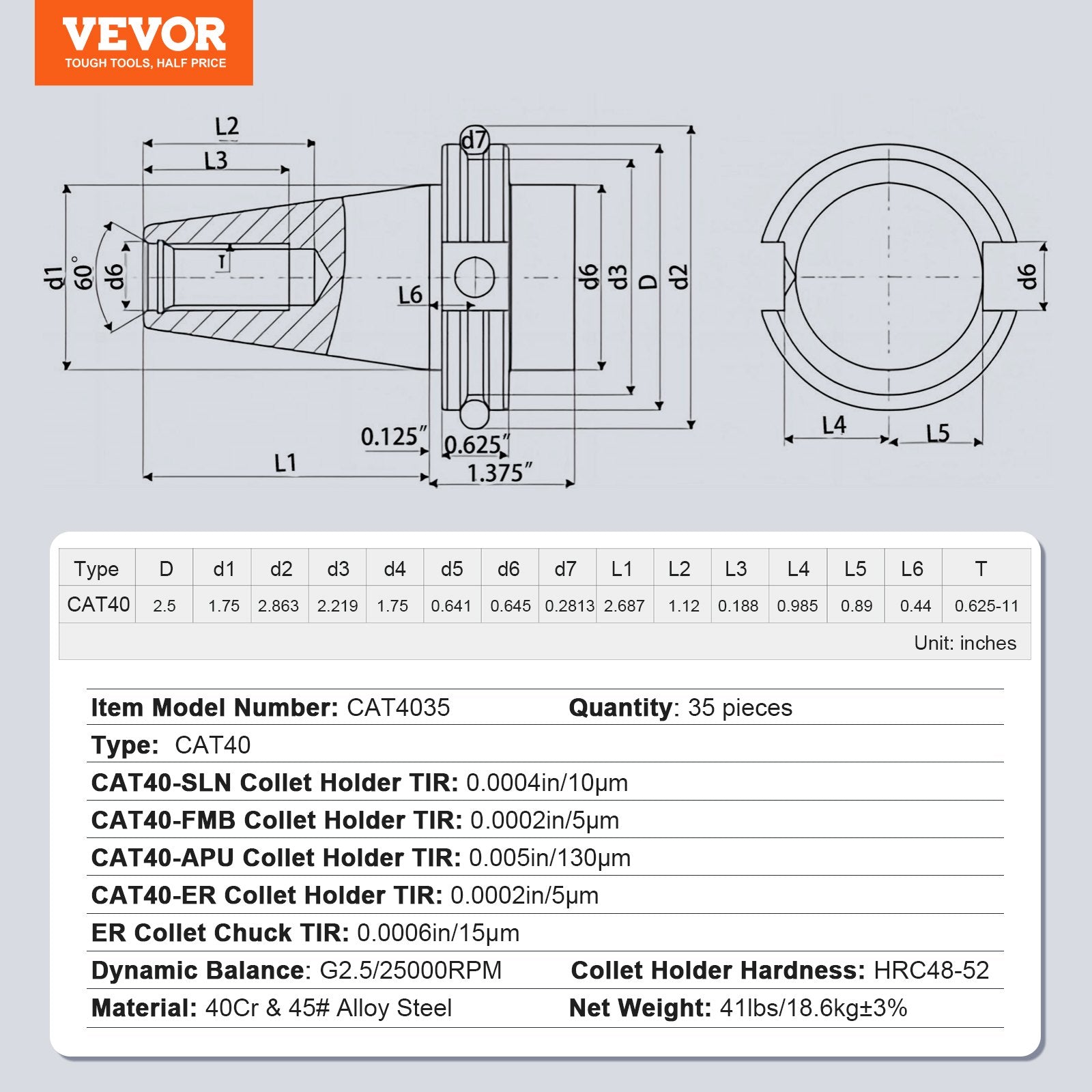 Tool Clamps & Vices: VEVOR CAT40 Collet Holder ER 16/32 Collet Set, 35 PCs, SLN FMB ER16/32 APU Tool Holders Spring Steel Collet Chucks with 10 Pull Studs and 3 Wrenches, for Milling Machine Drill Presses Boring Machine