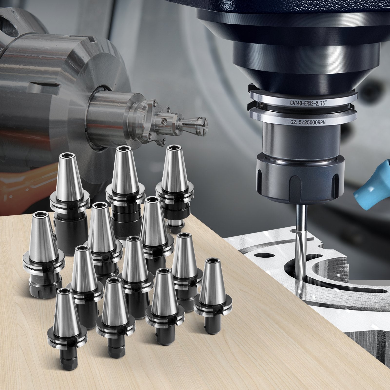 Tool Clamps & Vices: VEVOR CAT40 Collet Holder ER 16/32 Collet Set, 35 PCs, SLN FMB ER16/32 APU Tool Holders Spring Steel Collet Chucks with 10 Pull Studs and 3 Wrenches, for Milling Machine Drill Presses Boring Machine