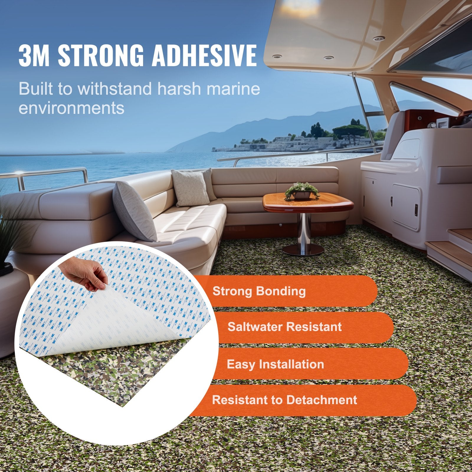 Boating Accessories: VEVOR Boat Flooring, EVA Foam Boat Decking 94.5" x 23.6", Non-Slip Self-Adhesive Flooring, 31.1sq.ft 2 Rolls of Marine Carpet for Boats, Yacht, Pontoon, Kayak Decking