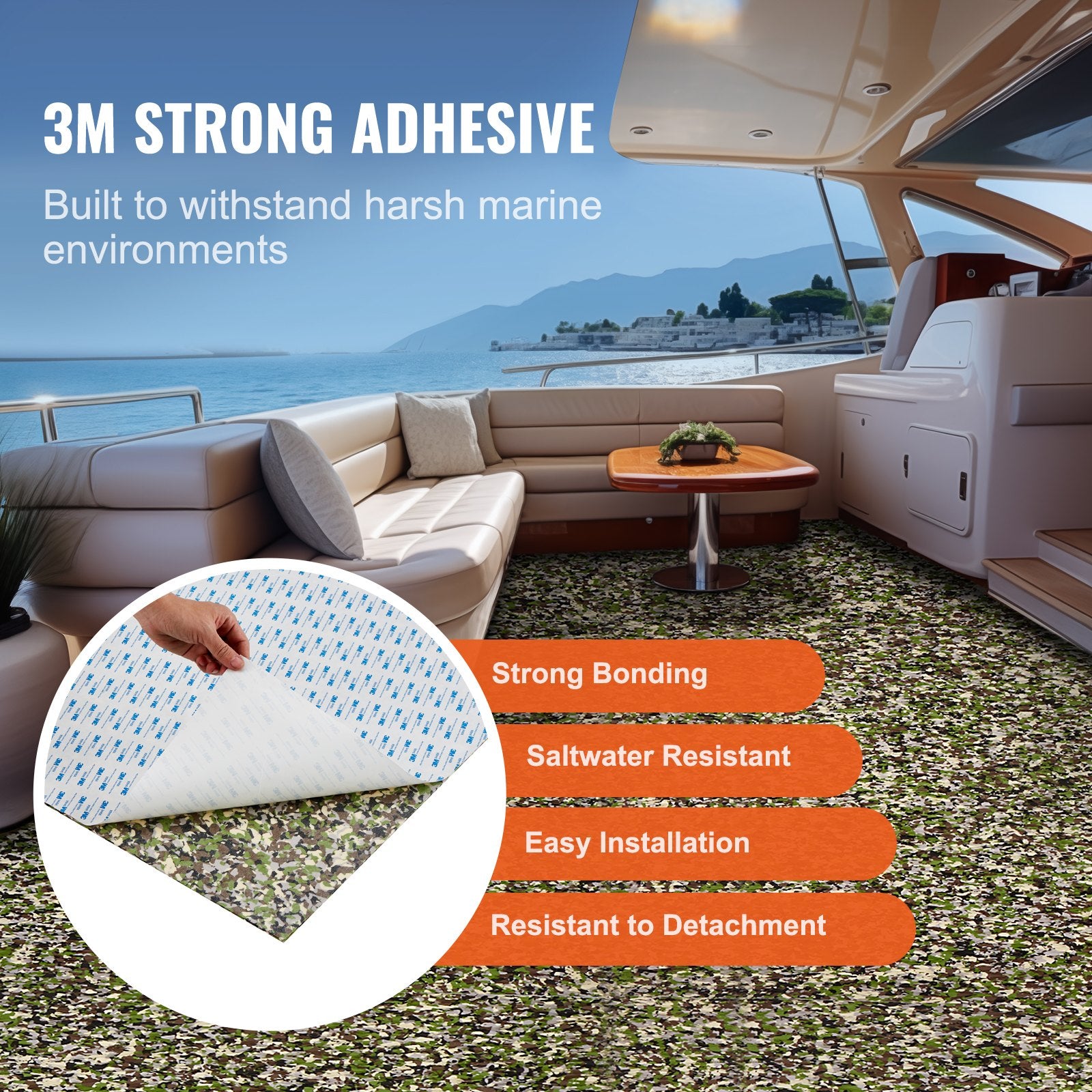 Boating Accessories: VEVOR Boat Flooring, EVA Foam Boat Decking 94.5" x 35.4", Non-Slip Self-Adhesive Flooring, 23.2 sq.ft Marine Carpet for Boats, Yacht, Pontoon, Kayak Decking
