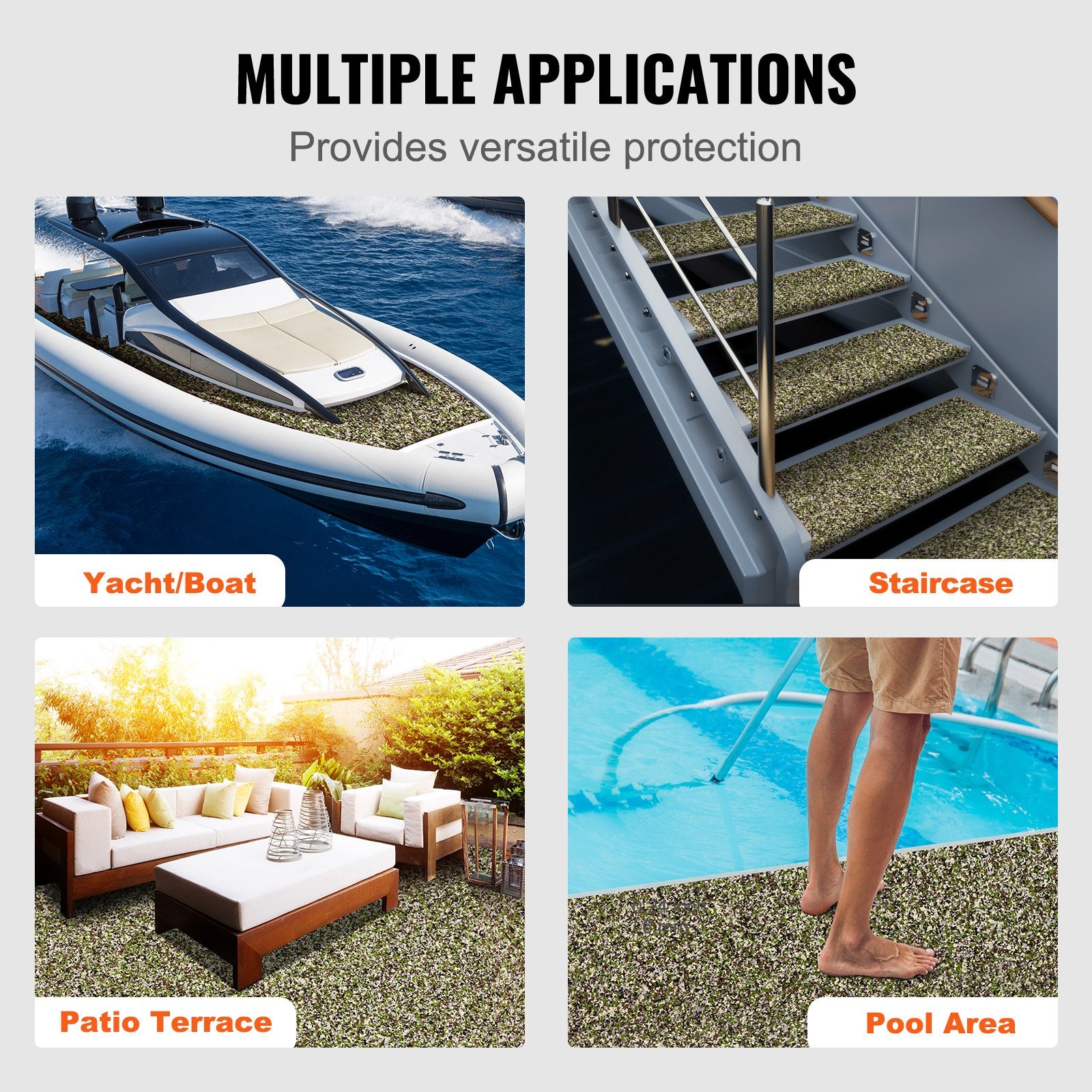Boating Accessories: VEVOR Boat Flooring, EVA Foam Boat Decking 94.5" x 35.4", Non-Slip Self-Adhesive Flooring, 23.2 sq.ft Marine Carpet for Boats, Yacht, Pontoon, Kayak Decking
